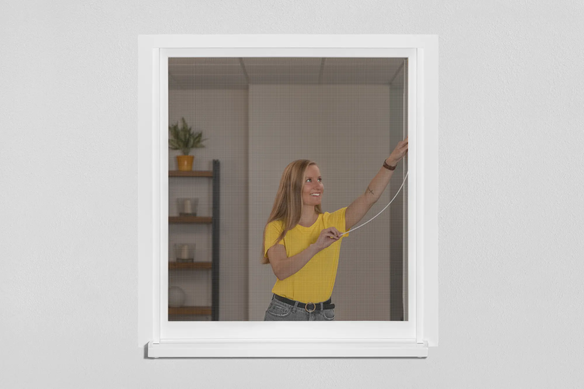 Mosquitera fija gris para ventana con malla easy click de 100x120cm