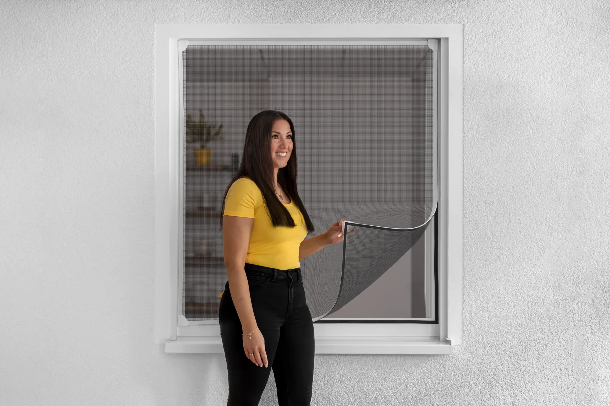 Mosquitera fija flexible blanco para ventana de 130x150 cm