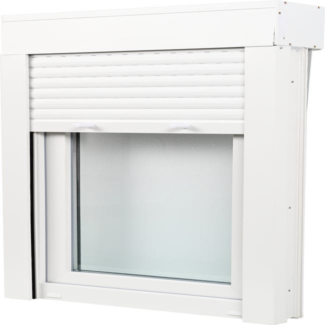 Ventana PVC blanca1000x1355 mm con persiana