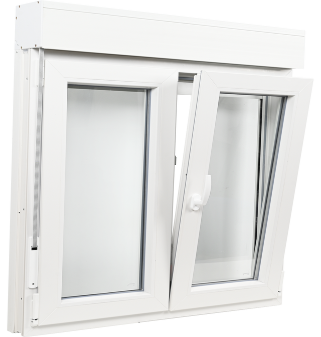 Ventana PVC ARTENS blanca oscilobatiente con persiana guía mosquitera  75X139 cm