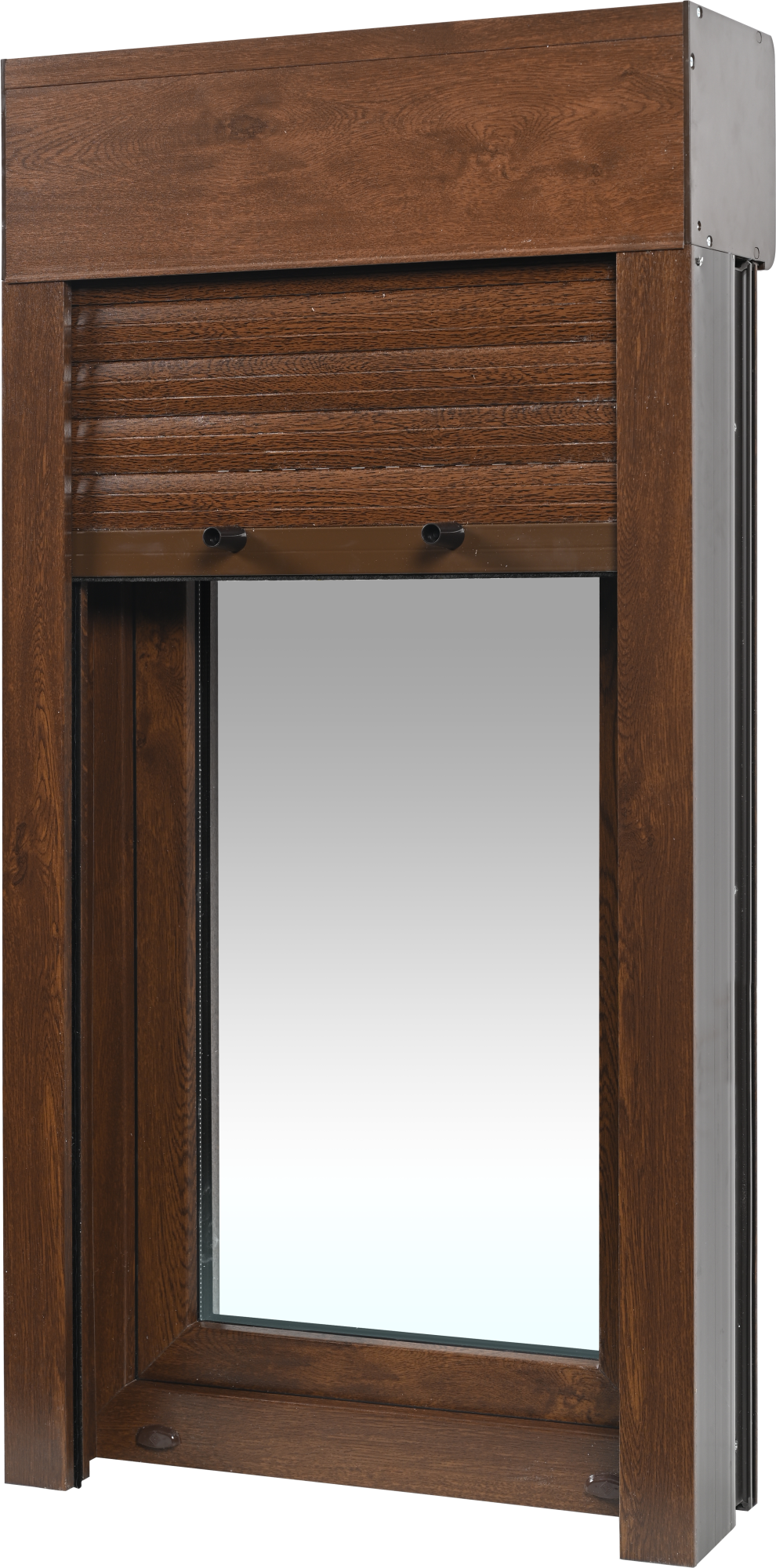 Ventana pvc artens nogal oscilobatiente con persiana guía mosquitera 60x119 cm de la marca ARTENS
