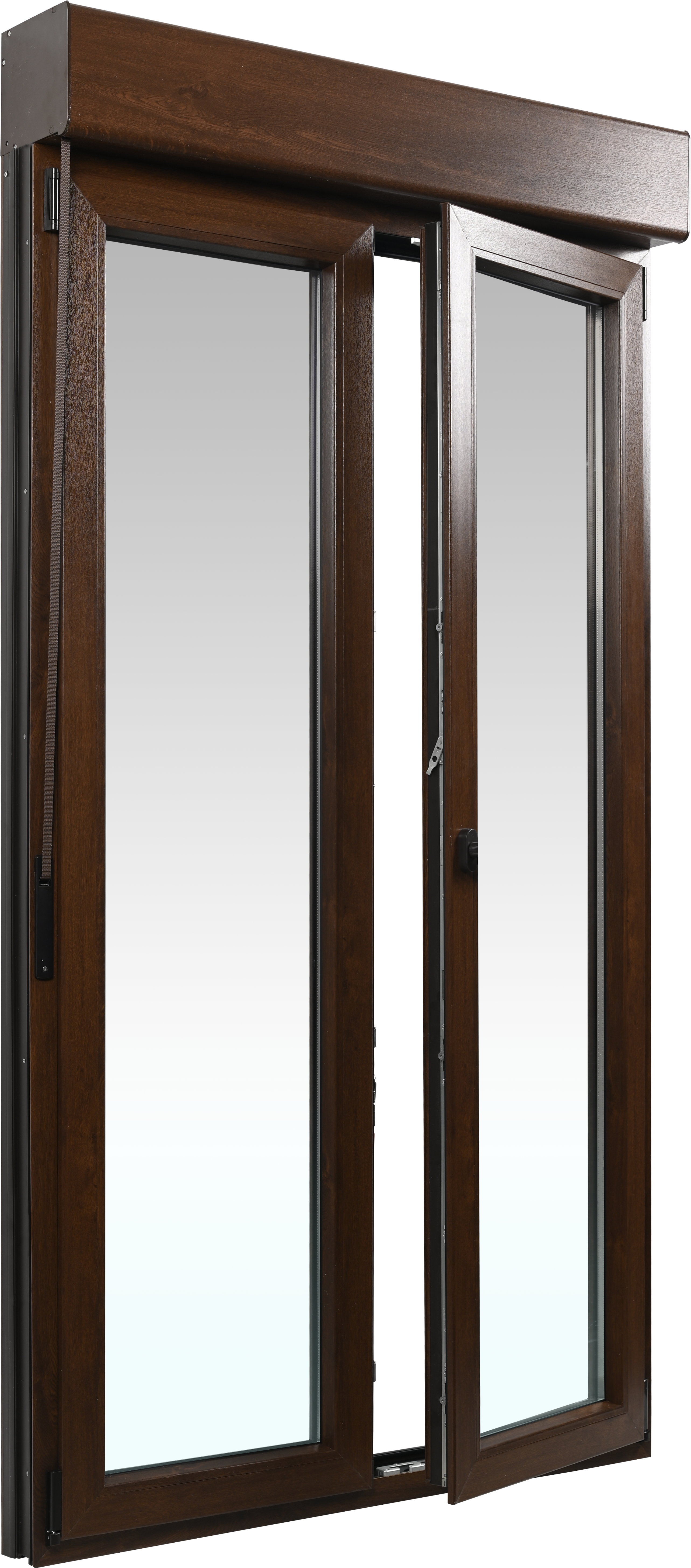 Balconera pvc artens nogal oscilobatiente con persiana de 120x229 cm de la marca ARTENS