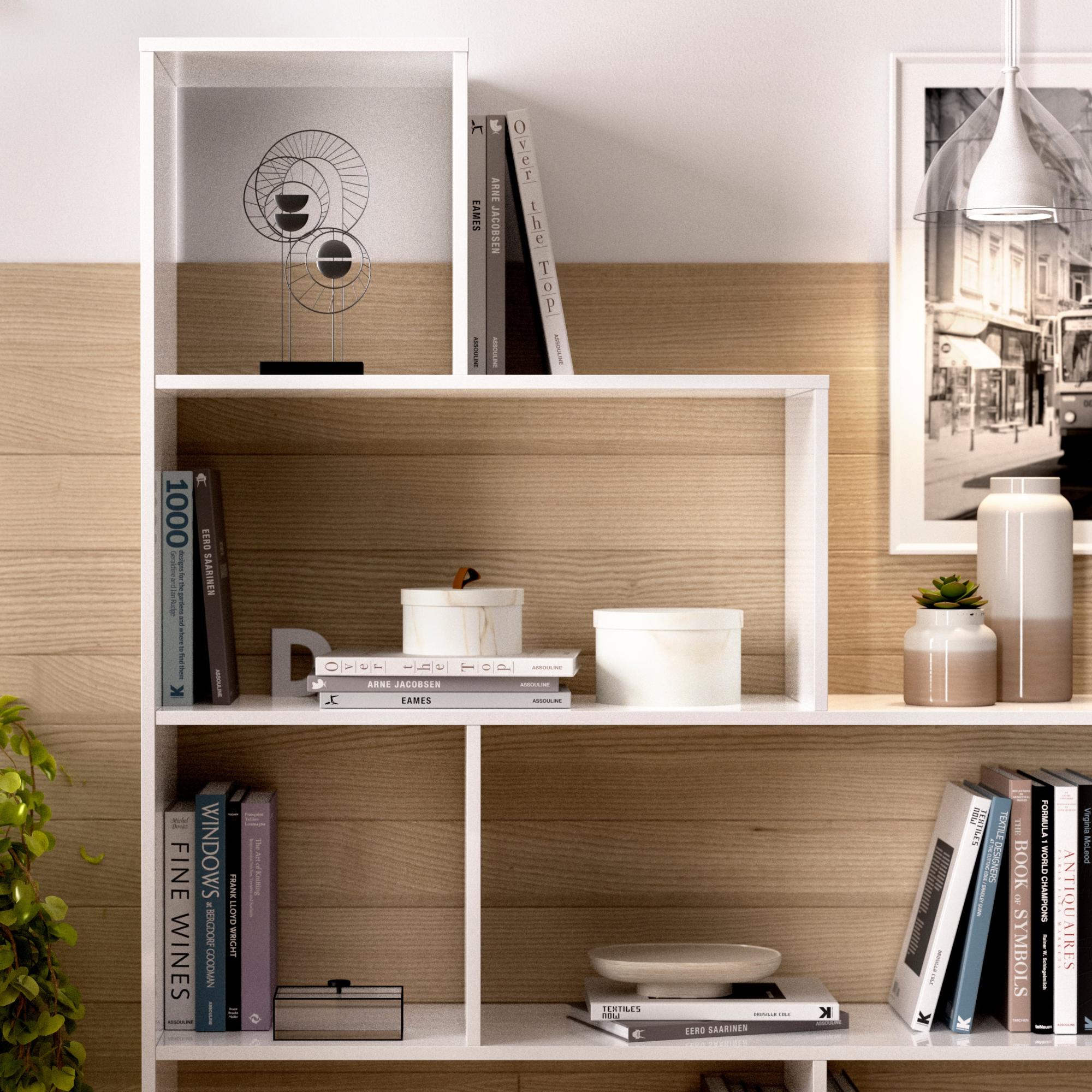 Mesa de estudio con estantería de melamina blanco de x145x14529cm de la marca Sin marca