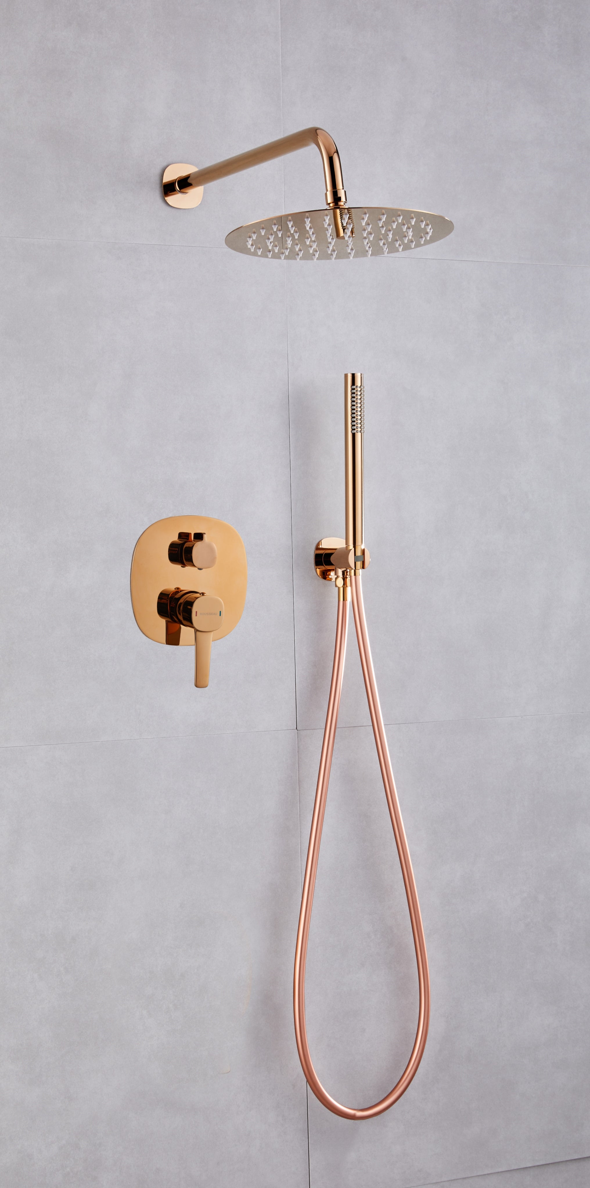 Conjunto de ducha empotrado monomando edouard rousseau rosa