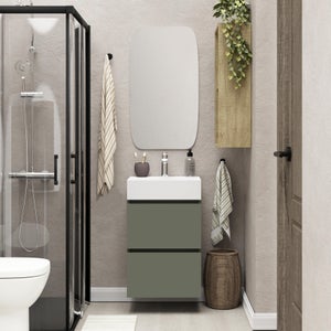 Conjunto de baño Mizar: Mueble, lavabo + espejo Sinatra 80 cm