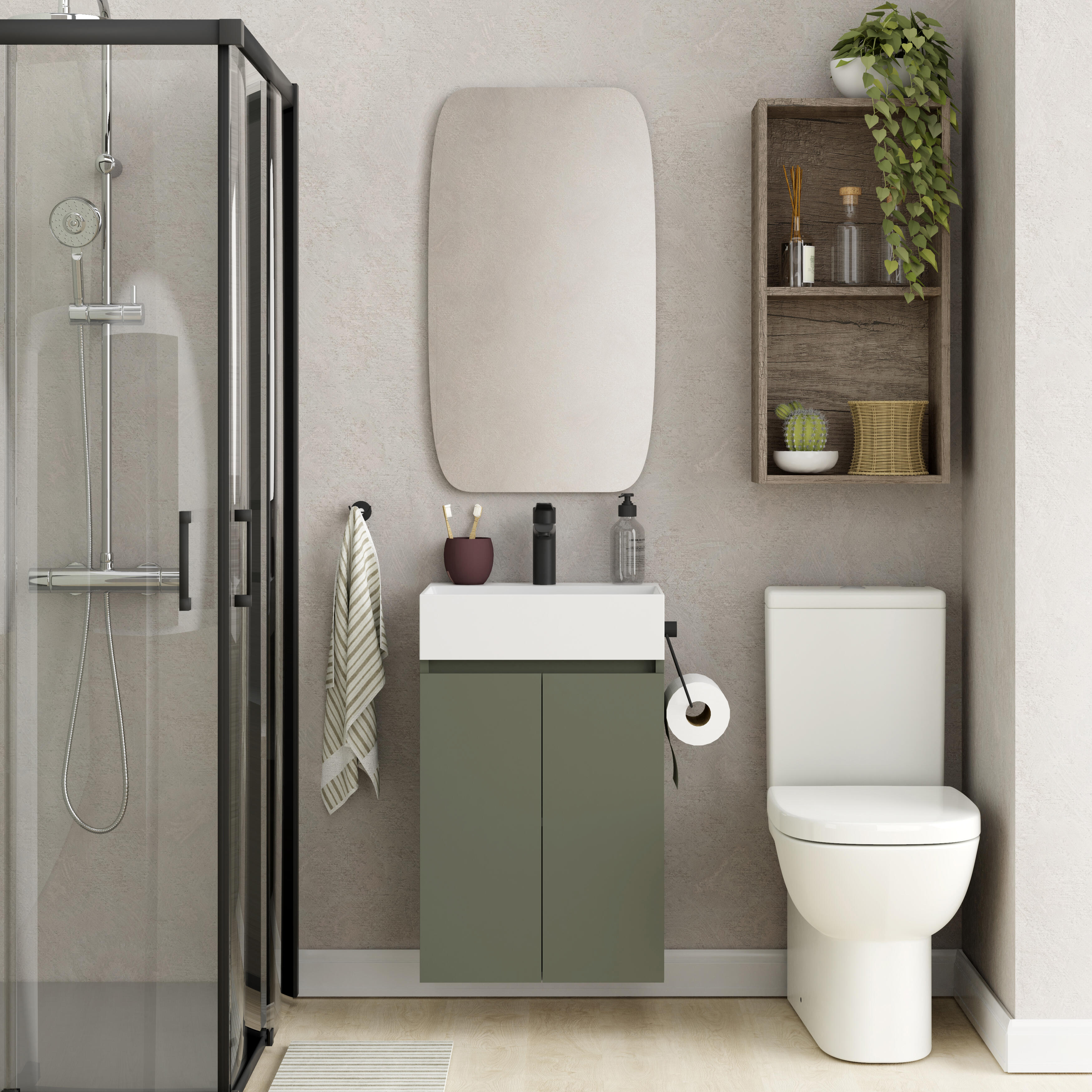 Mueble de baño con lavabo espacio m verde 45x35 cm