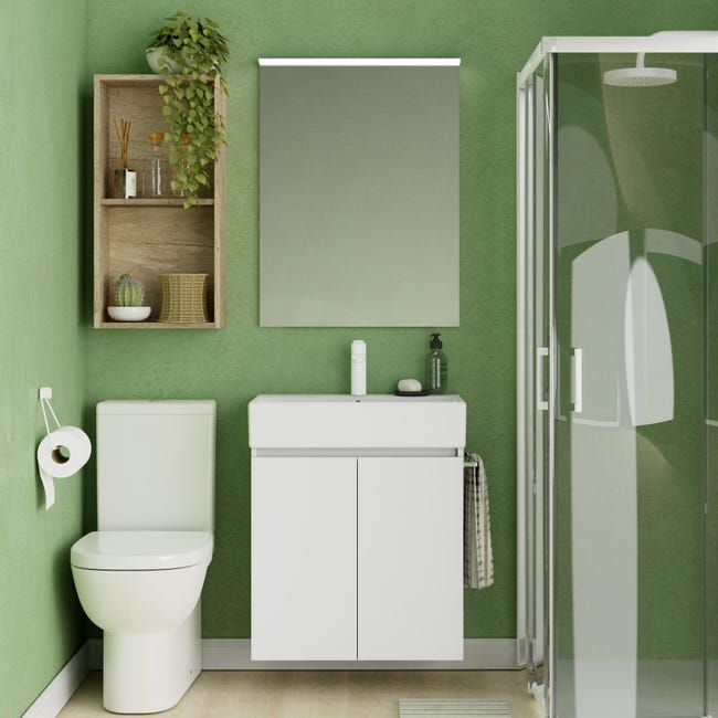 S t permanecer Redondo Mueble de baño con lavabo Espacio L blanco 60x35 cm | Leroy Merlin