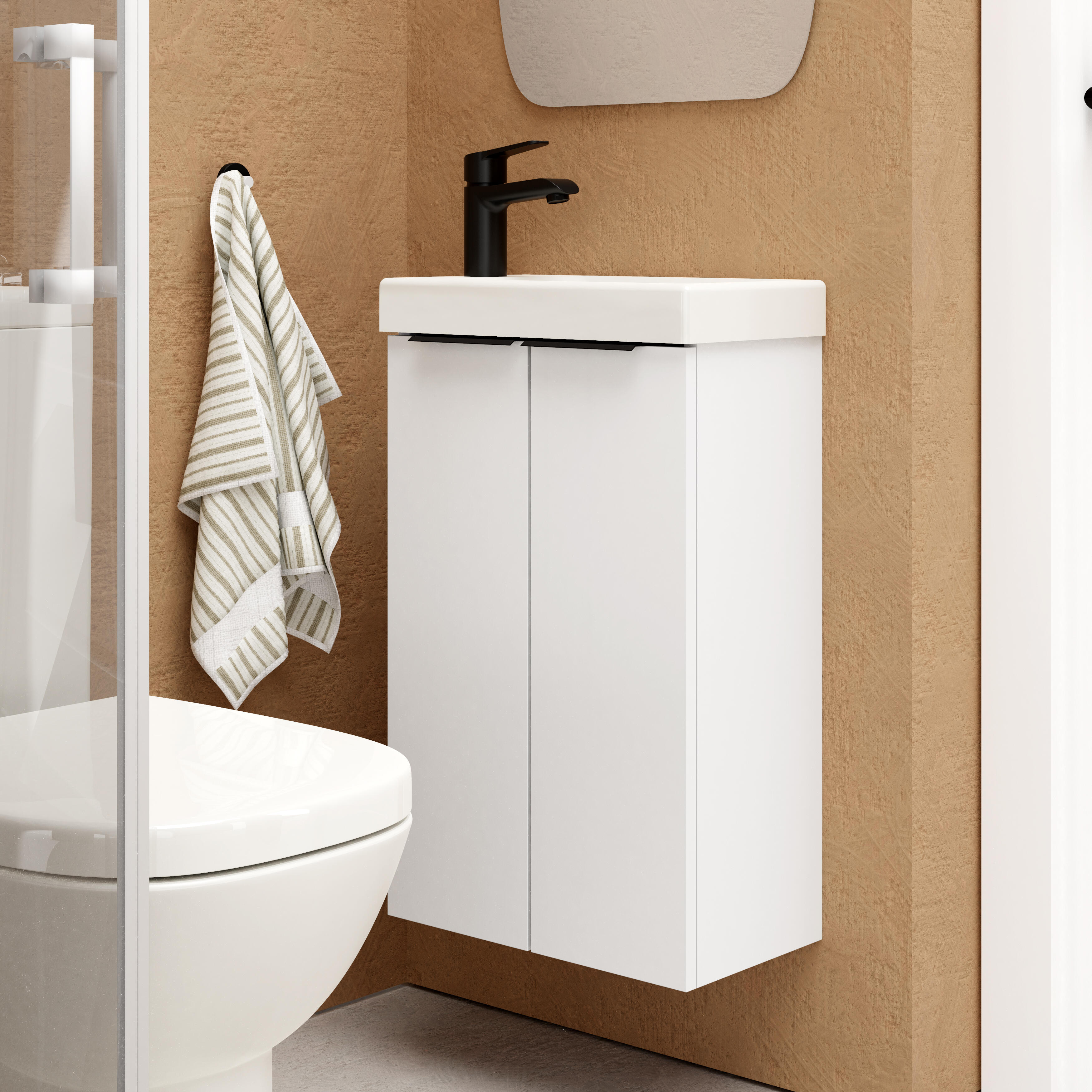 Pack de mueble de baño con lavabo espacio xs blanco mate 40x22 cm