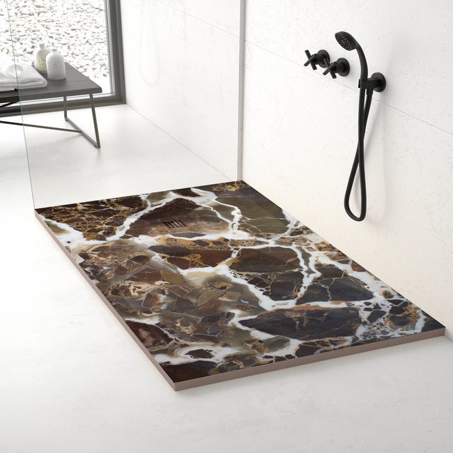 Plato de ducha resina extraplano Gris oscuro 80x90 cm