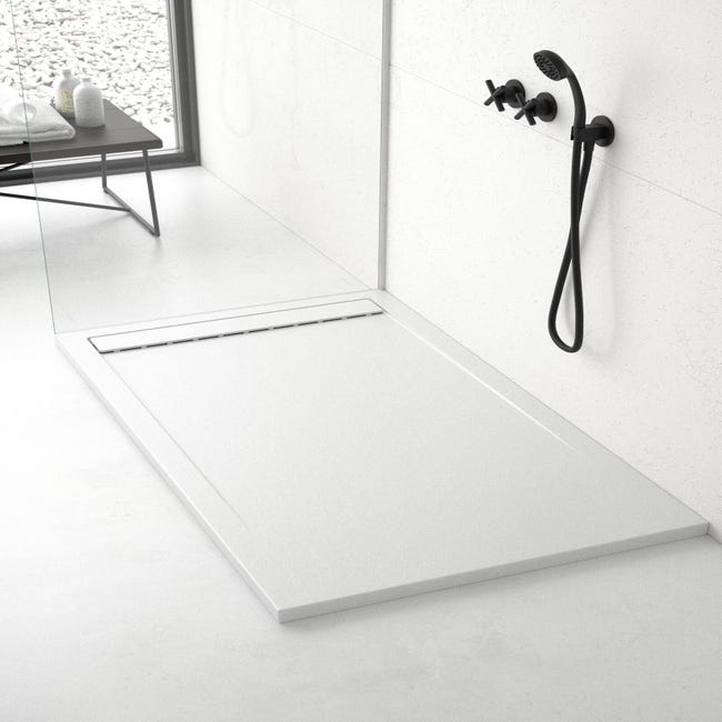 Plato de ducha resina con marco blanco 70x120 cm