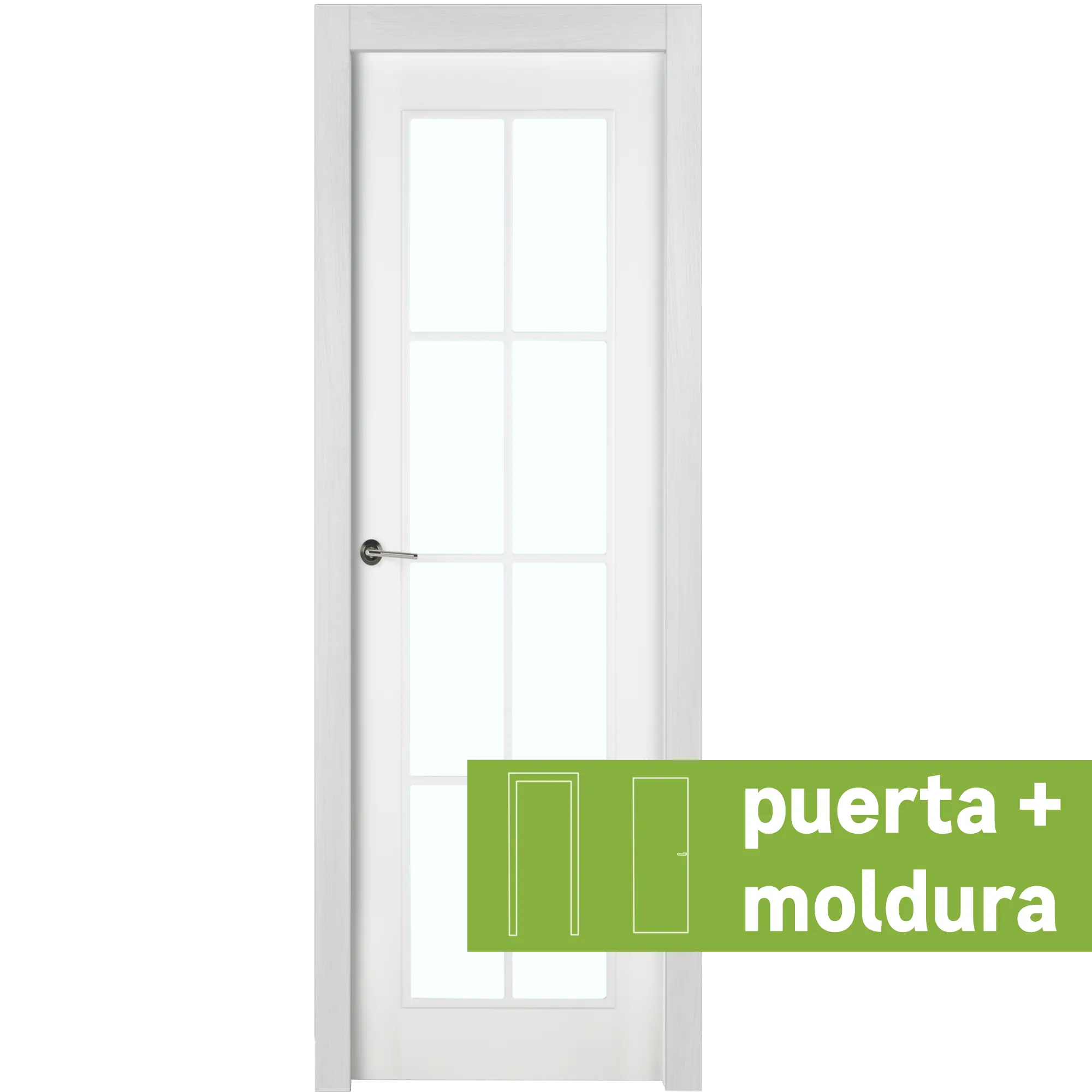 Conjunto puerta con cristal marsella blanca de 62,5 derecha + kit de tapetas