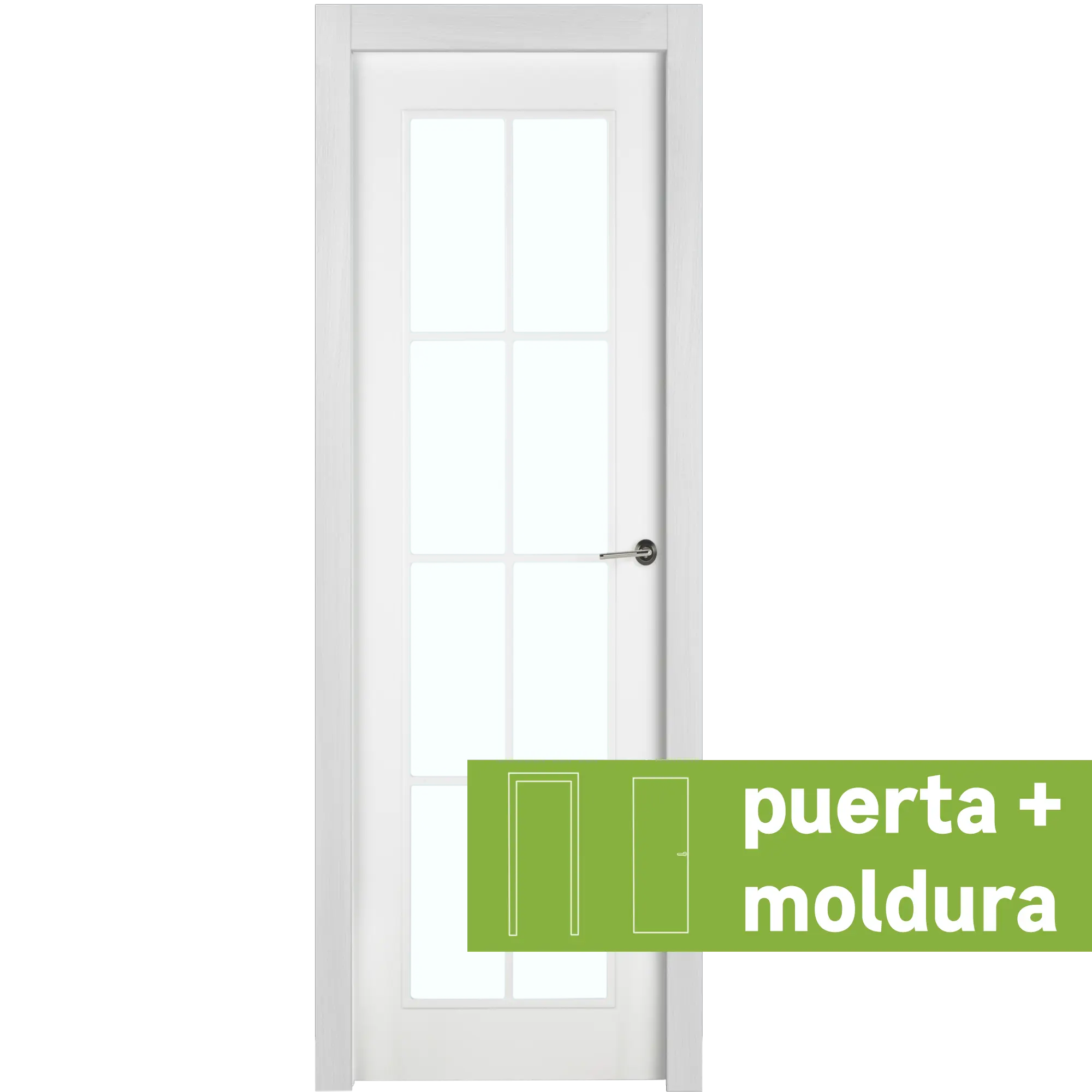 Conjunto puerta con cristal marsella blanca de 72,5 izquierda + kit de tapetas