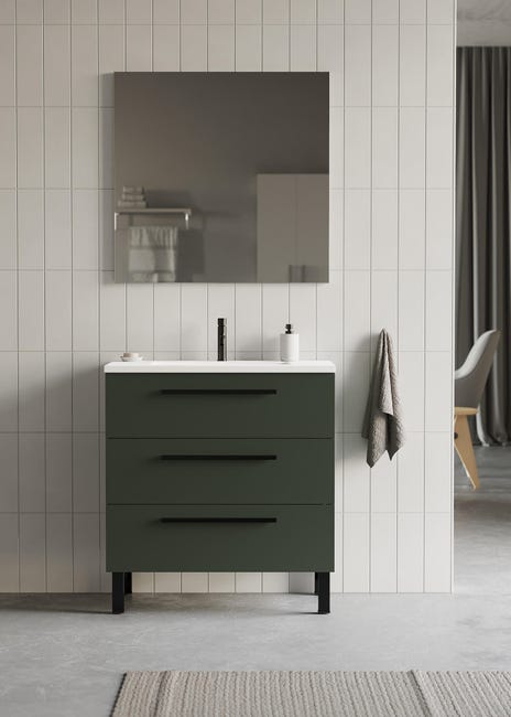 Feudal Soledad espina Mueble de baño con lavabo Madrid verde 80x45 cm | Leroy Merlin