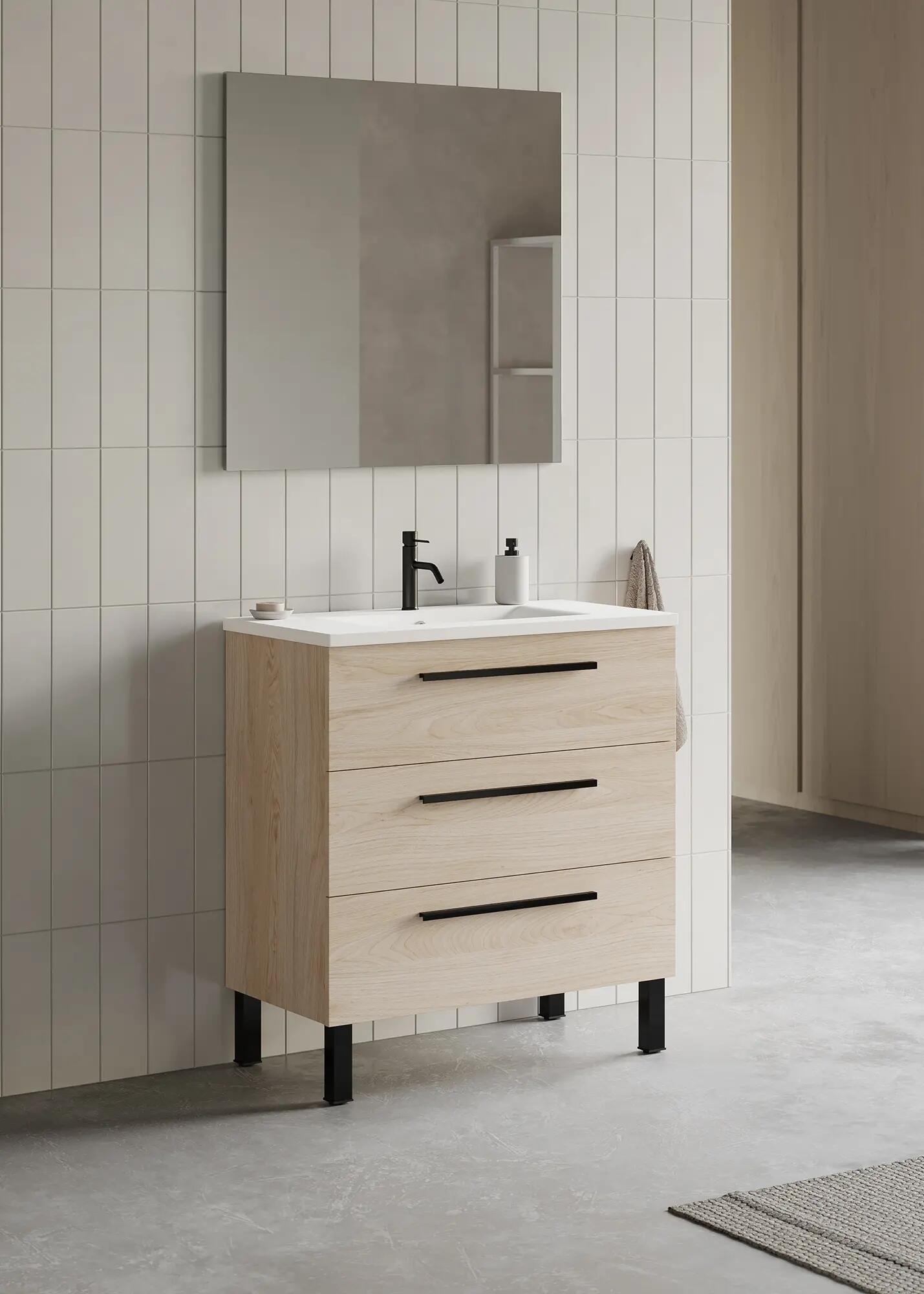 Mueble de baño con lavabo madrid castaño 80x45 cm