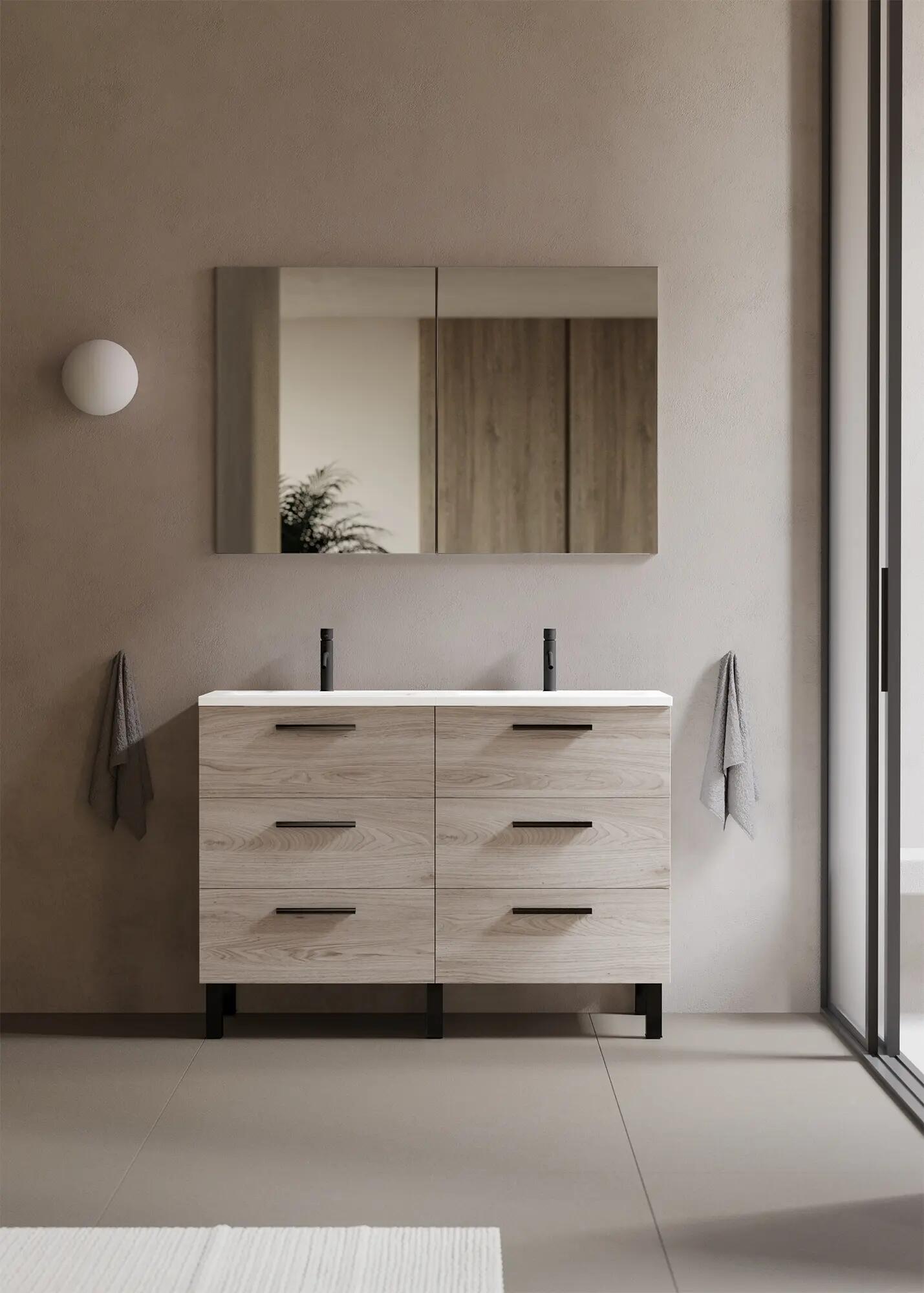 Mueble de baño con lavabo madrid castaño 120x45 cm