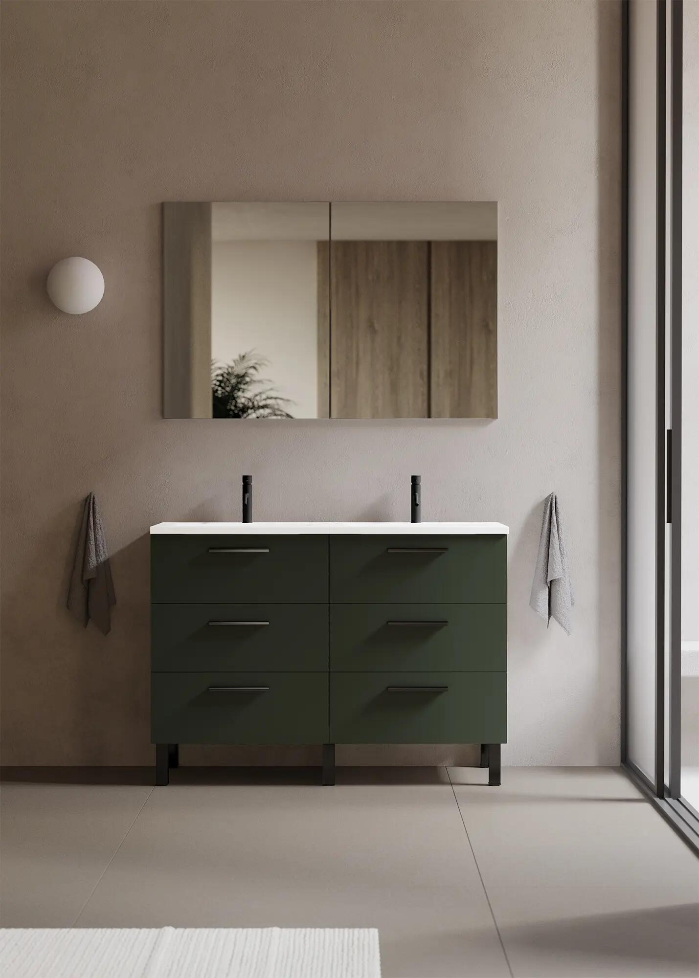 Mueble de baño con lavabo madrid verde 120x45 cm