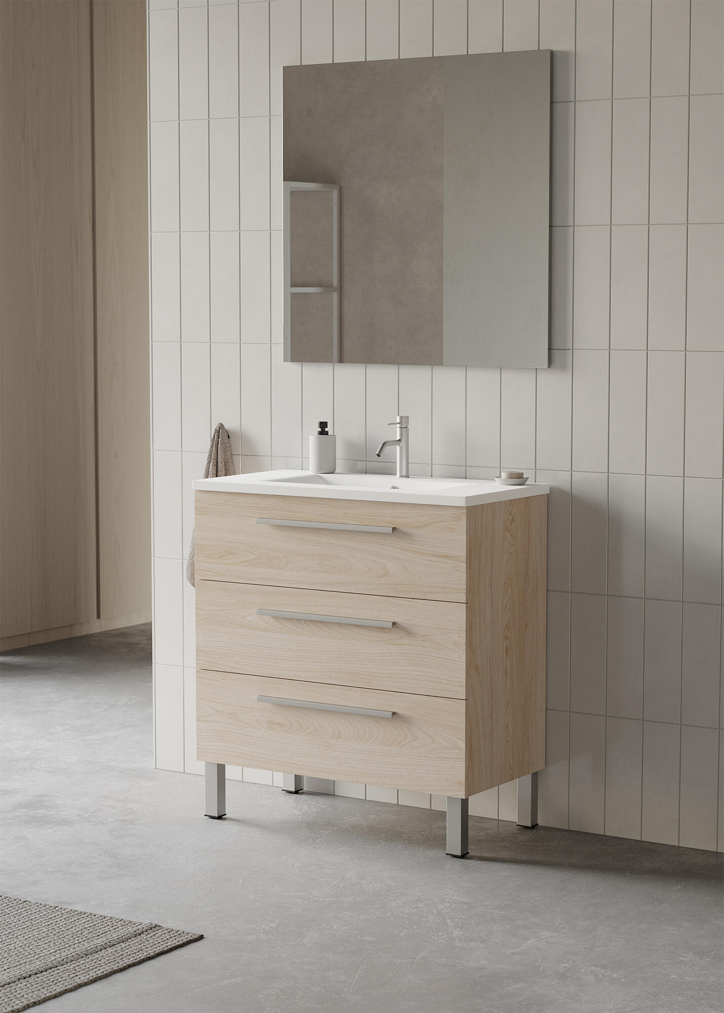 Mueble de baño con lavabo madrid marrón 80x45 cm