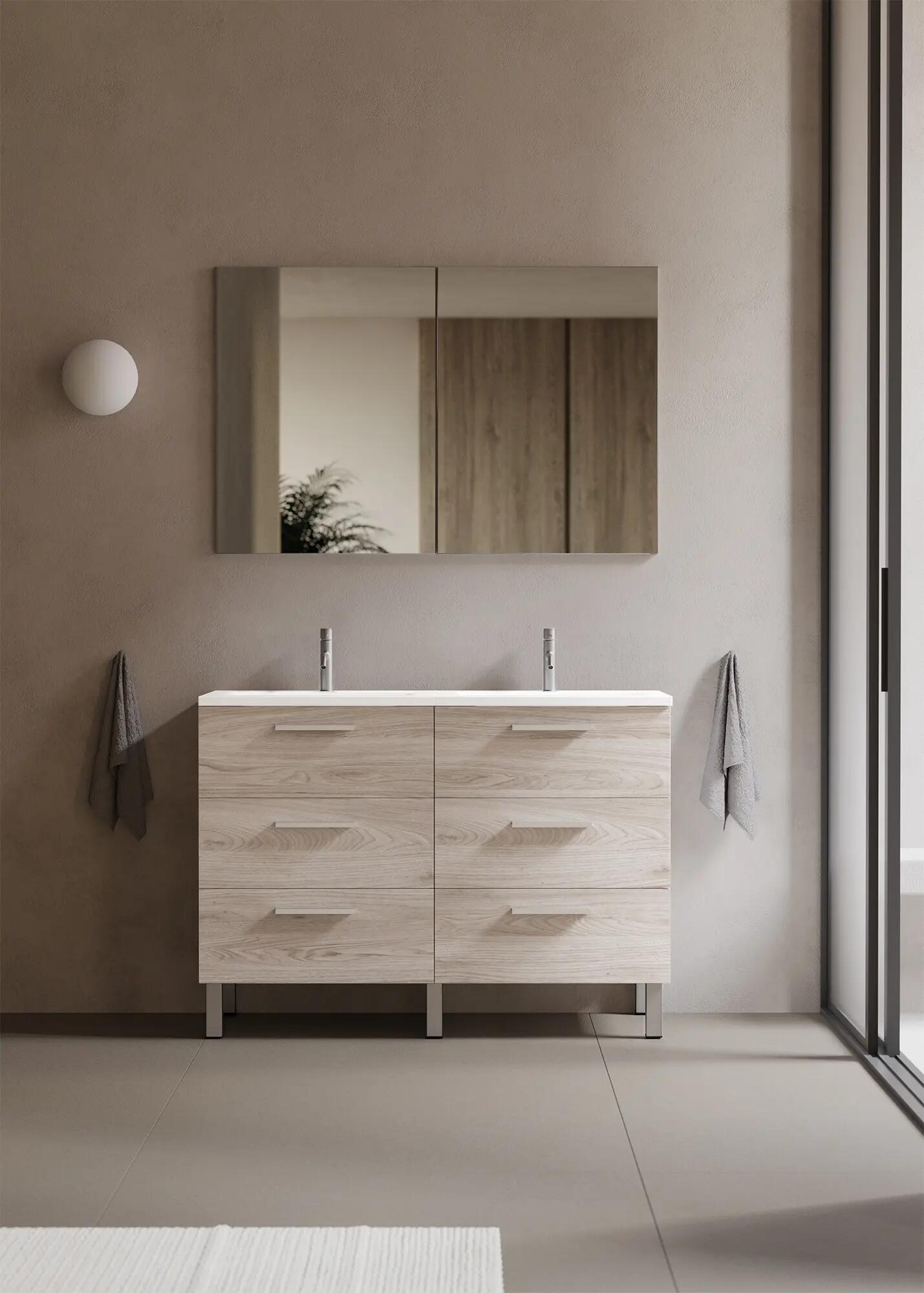 Mueble de baño con lavabo madrid marrón 120x45 cm