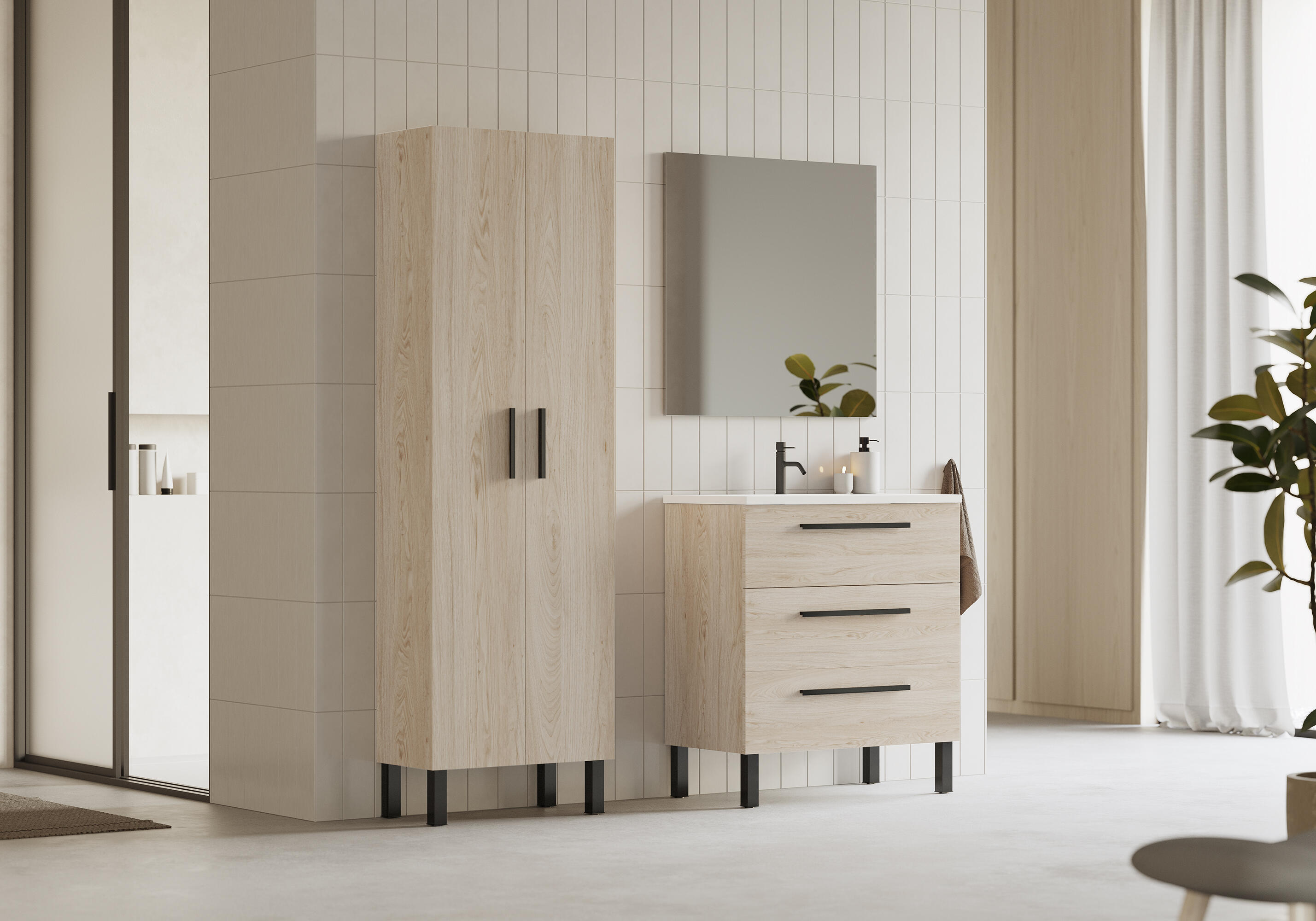 Mueble de baño con lavabo madrid castaño 70x45 cm