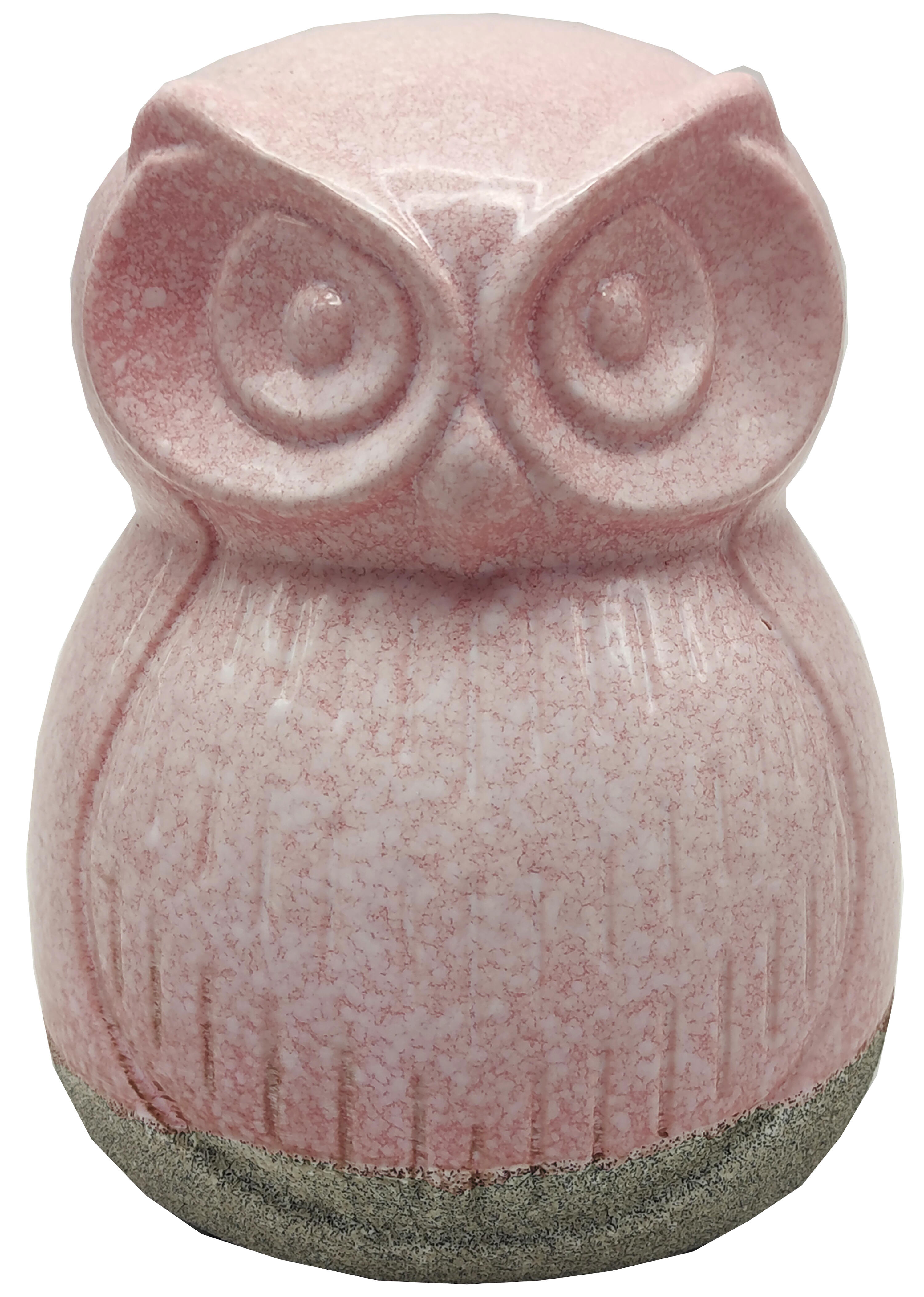 Figura decorativa búho de cerámica 13,5x18 cm rosa