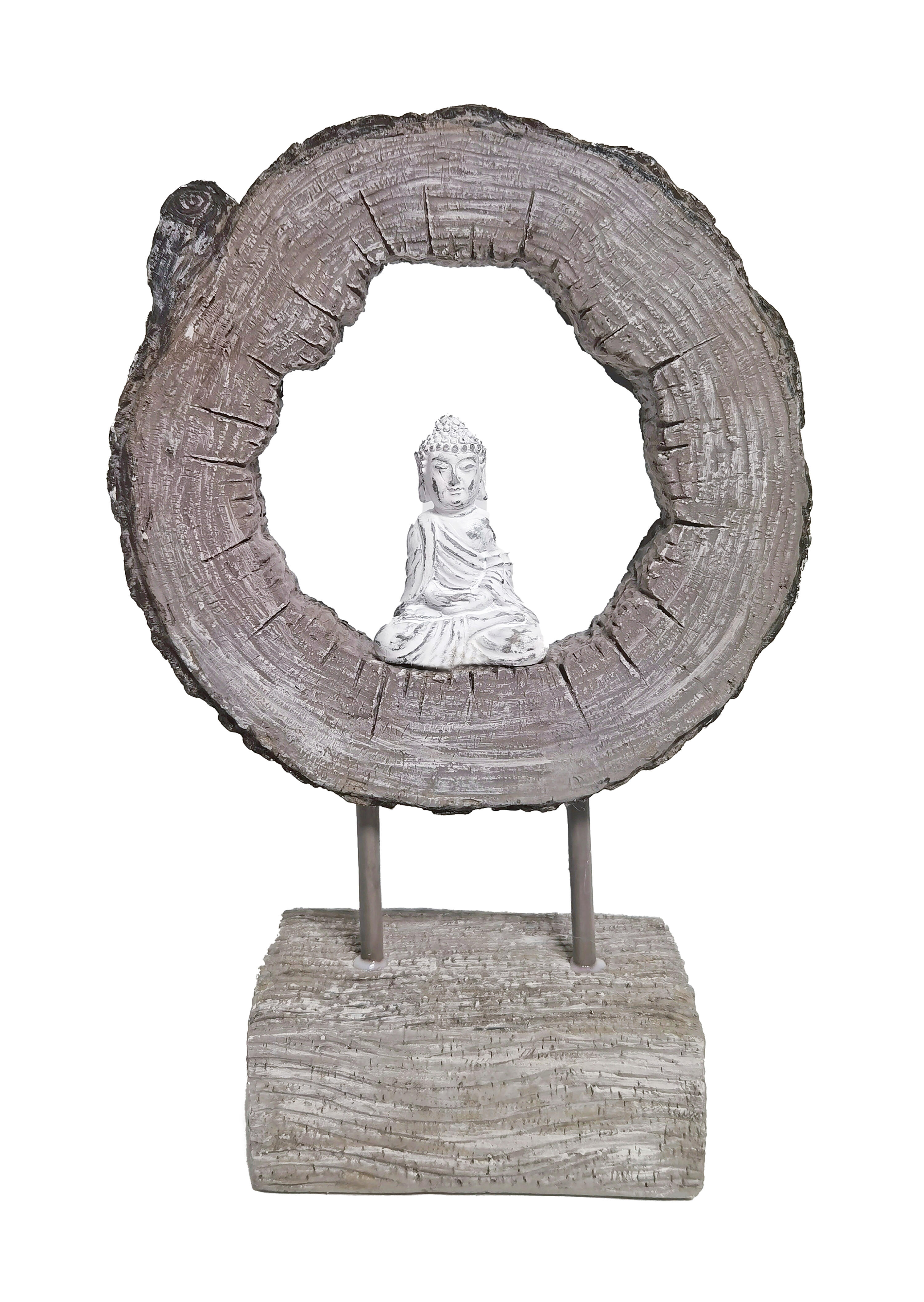 Figura buda sobre arco de resina 20x5,5x26 cm marrón y blanco