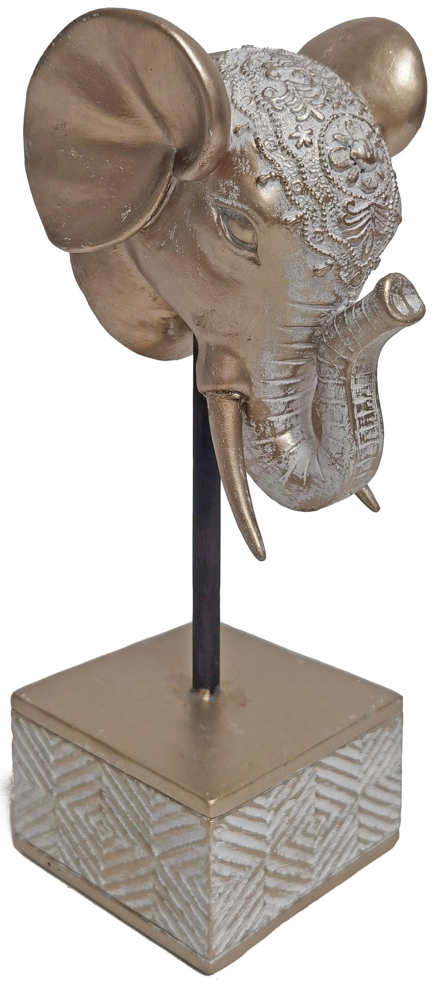 Figura decorativa elefante de 24 cm amarillo y blanco