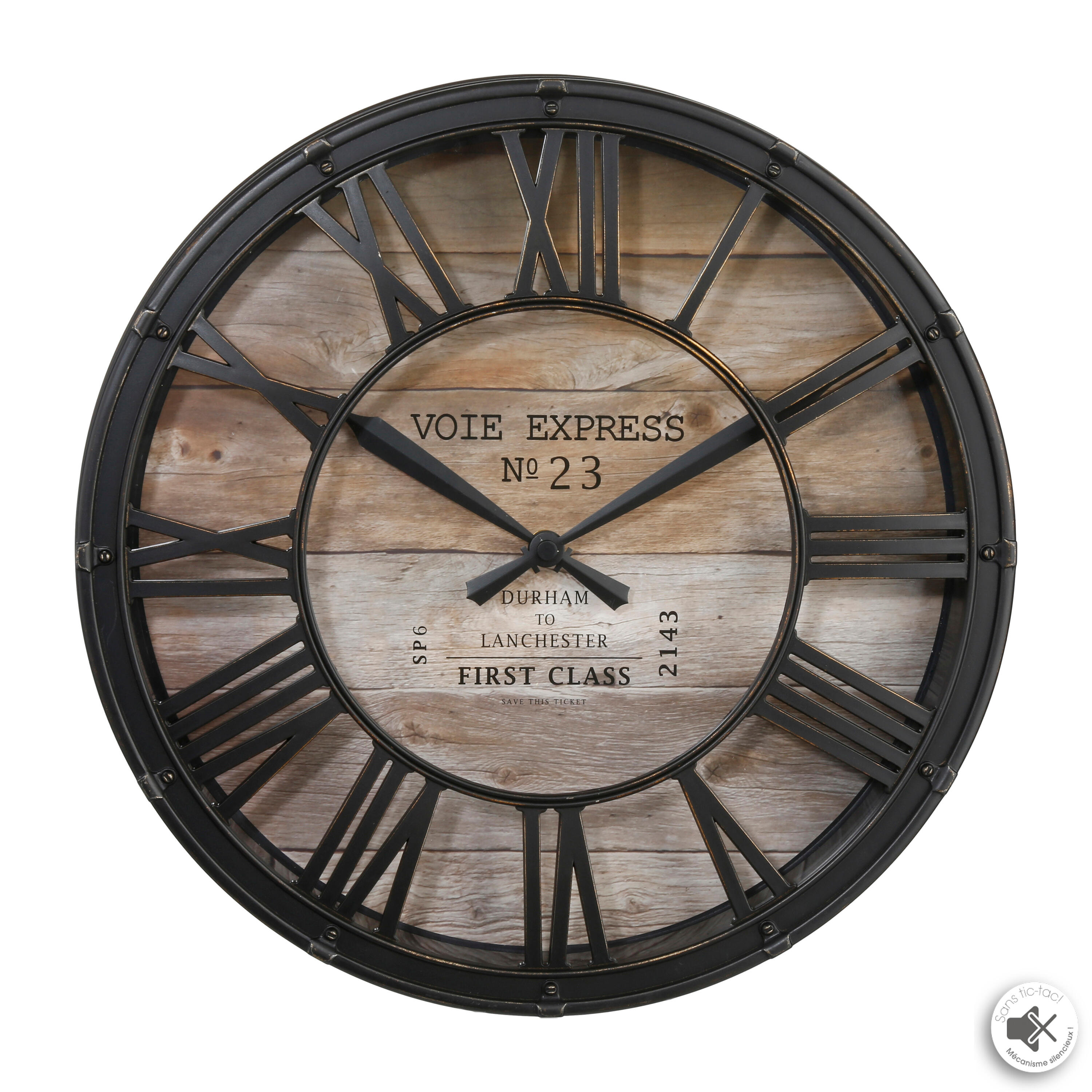 Reloj de pared redondo vintage clock marrón atmosphera de 37 cm