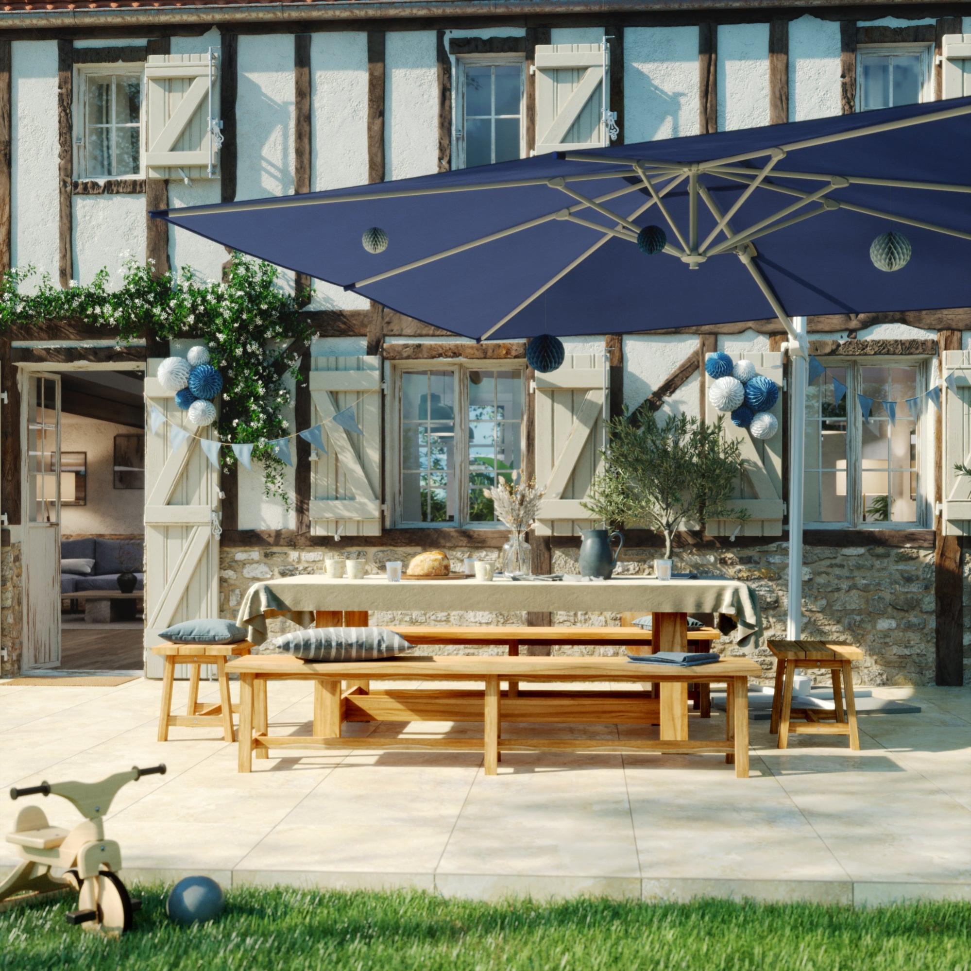 Parasol excéntrico rectangular de aluminio/acero naterial aura azul 298x386 cm de la marca NATERIAL