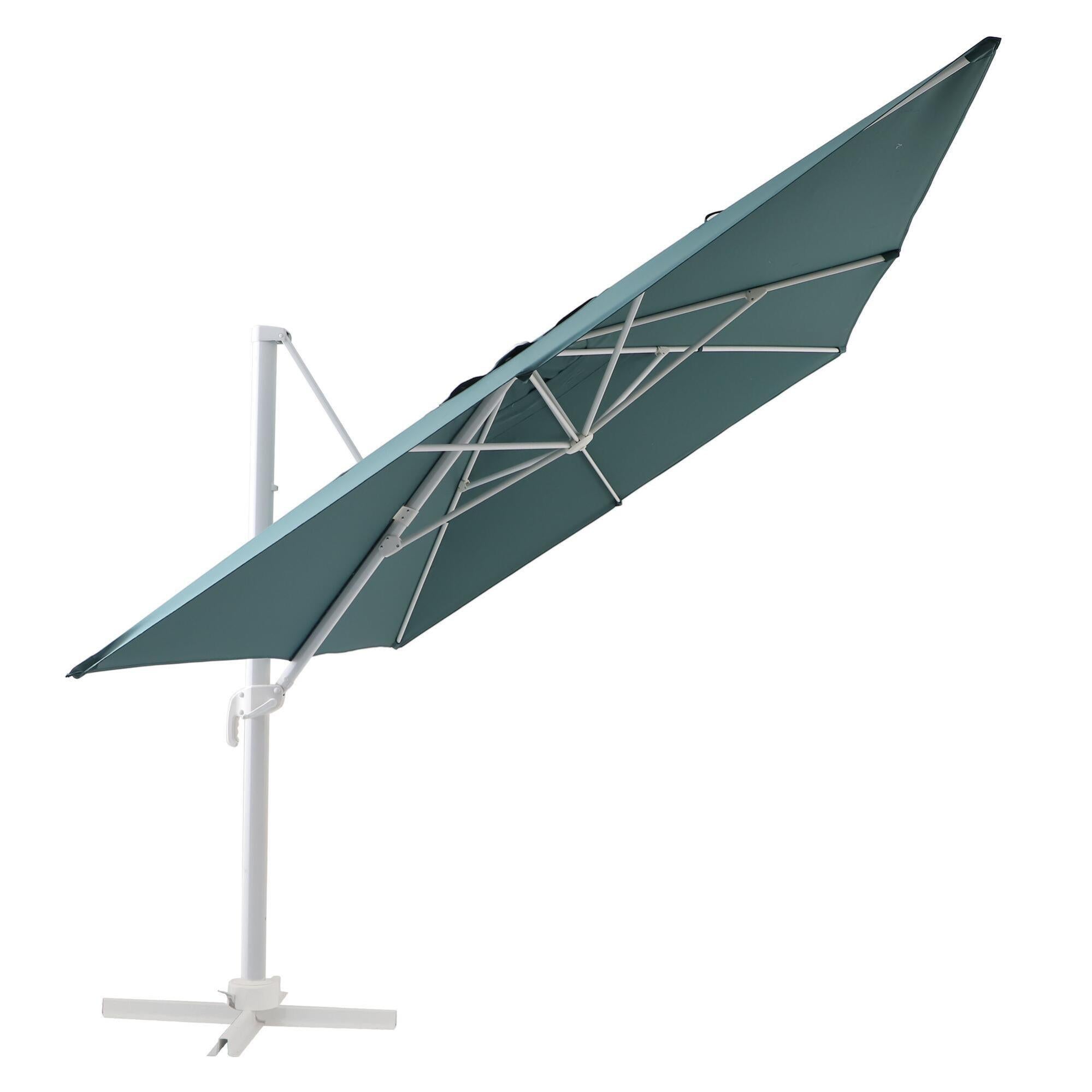 Parasol excéntrico rectangular de aluminio/acero naterial aura verde 293x386 cm