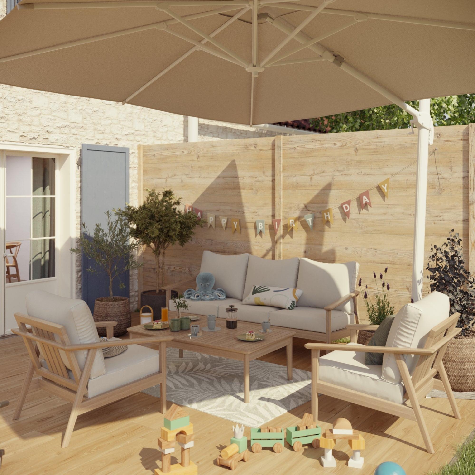 Parasol excéntrico rectangular de aluminio/acero naterial aura tostado 293x386cm de la marca NATERIAL Parasol excéntrico rectangular de aluminio/acero naterial aura tostado 293x386cm de la marca NATERIAL