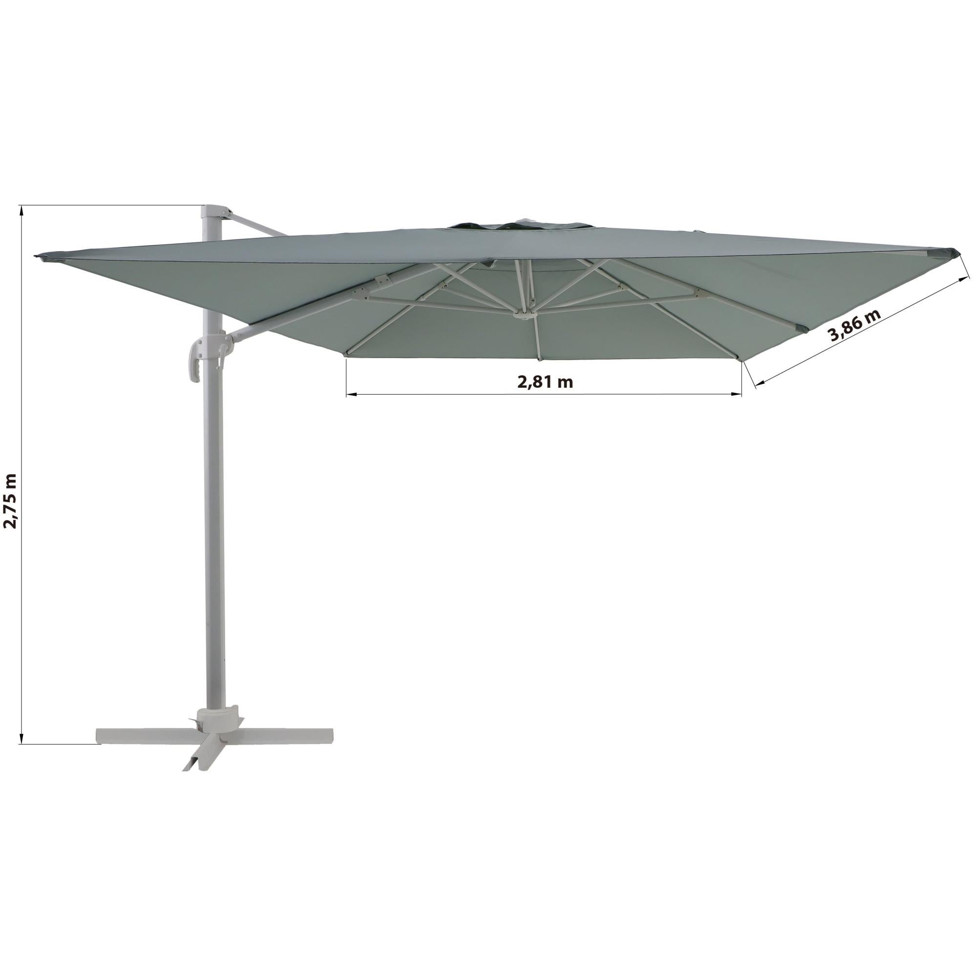 Parasol excéntrico rectangular de aluminio/acero NATERIAL Aura sage