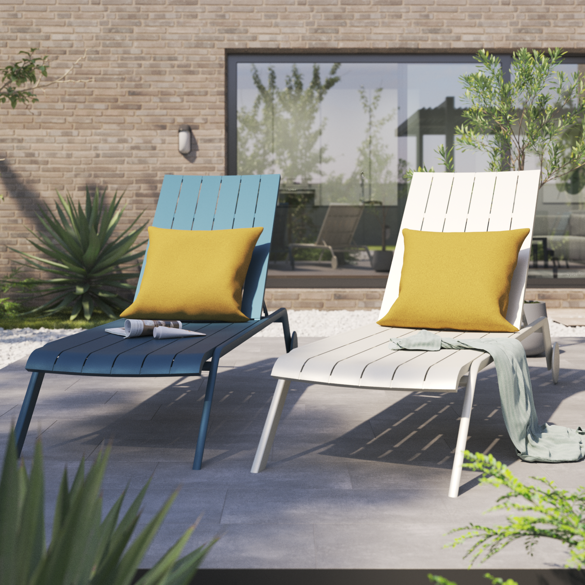 Tumbona de jardín naterial idaho de aluminio azul 69x33x205 cm de la marca NATERIAL