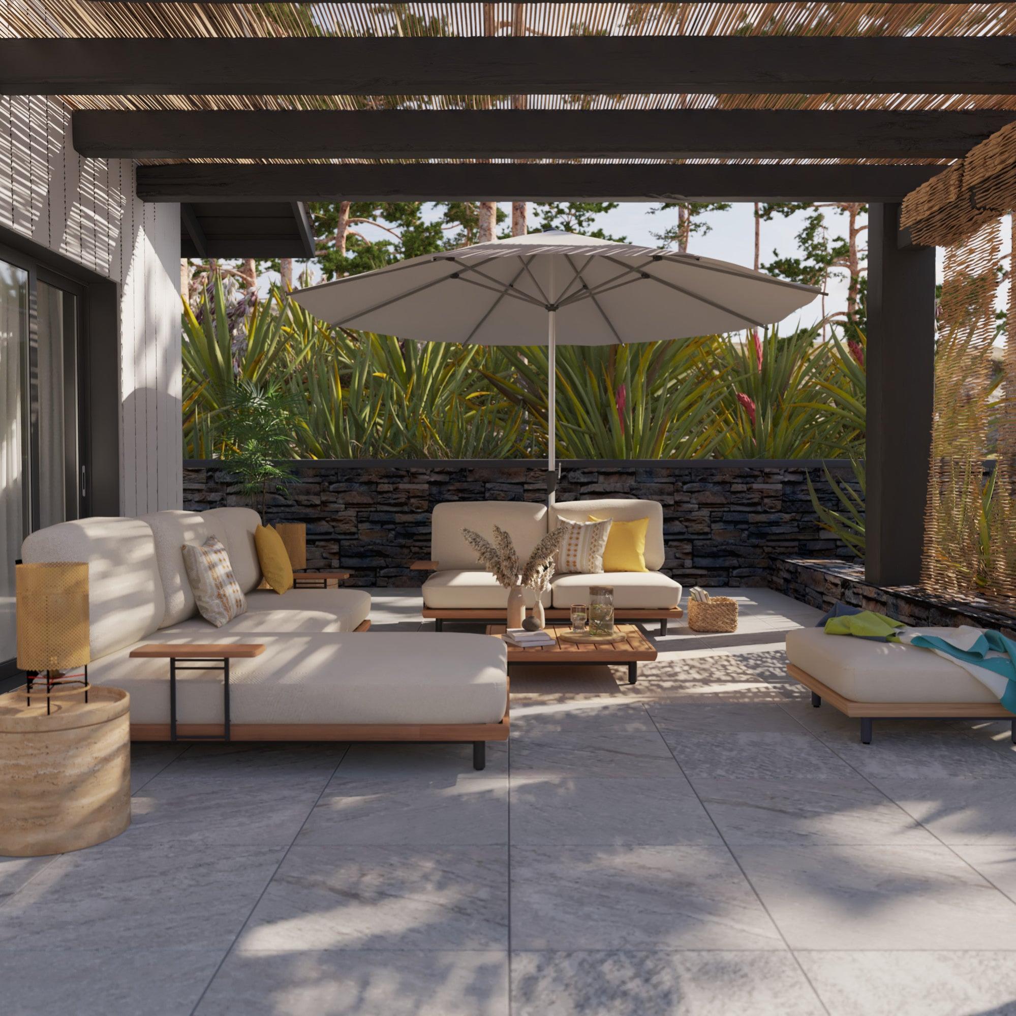 Parasol de jardín octogonal de aluminio naterial aura ii blanco ø 394 cm de la marca NATERIAL