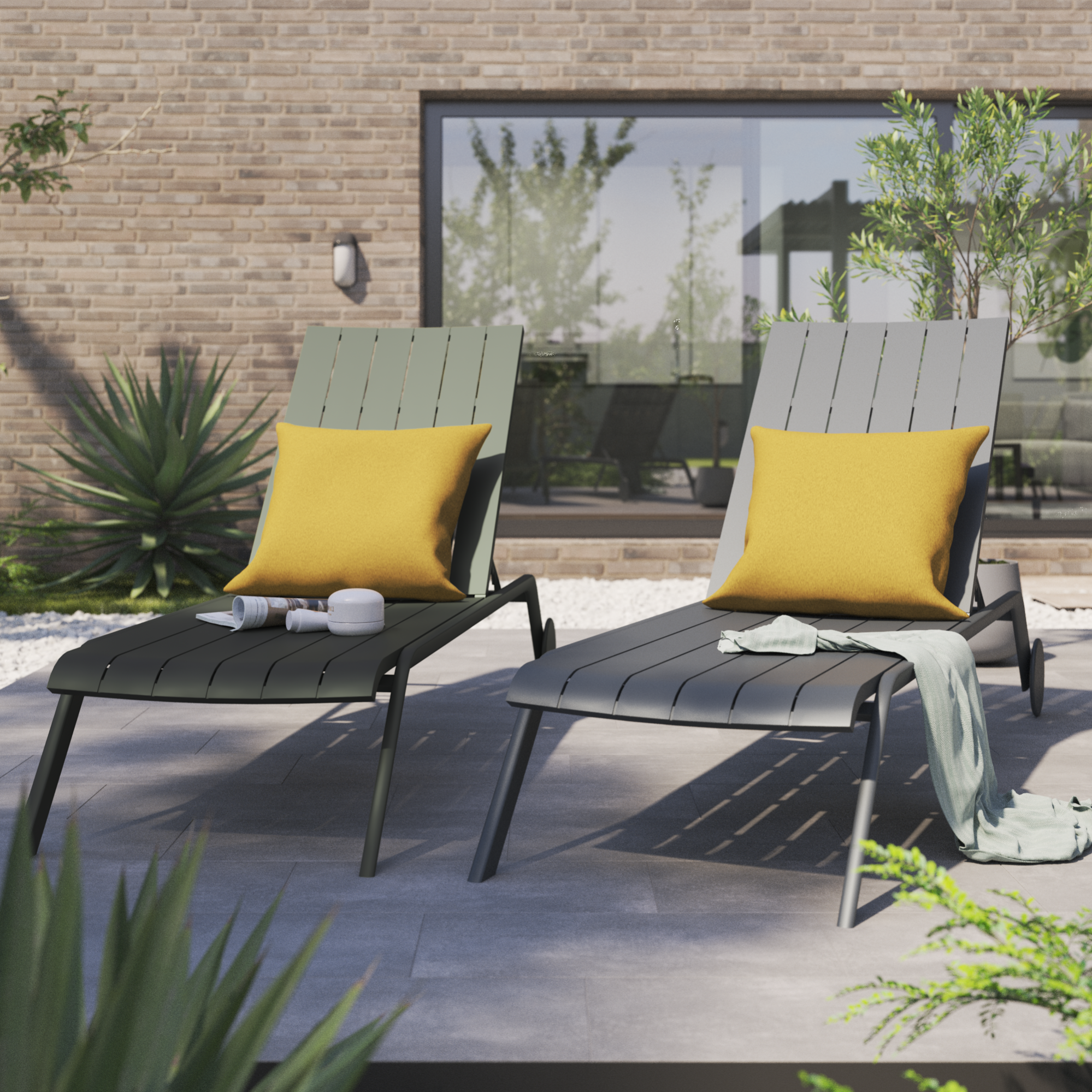 Tumbona de jardín naterial idaho de aluminio gris 69x33x205 cm de la marca NATERIAL