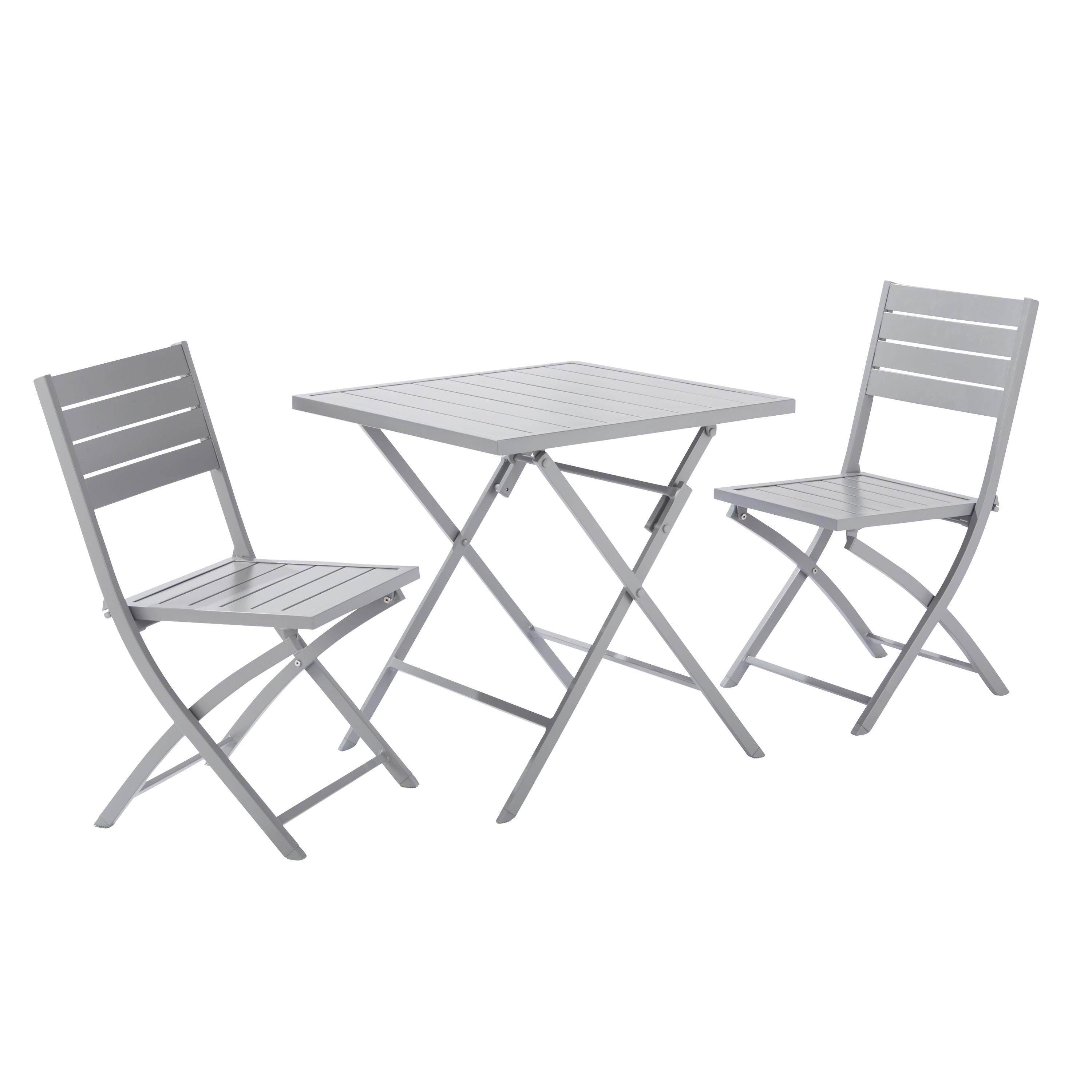 Set 2 sillas de jardín sin brazos naterial xara ii origami de aluminio gris