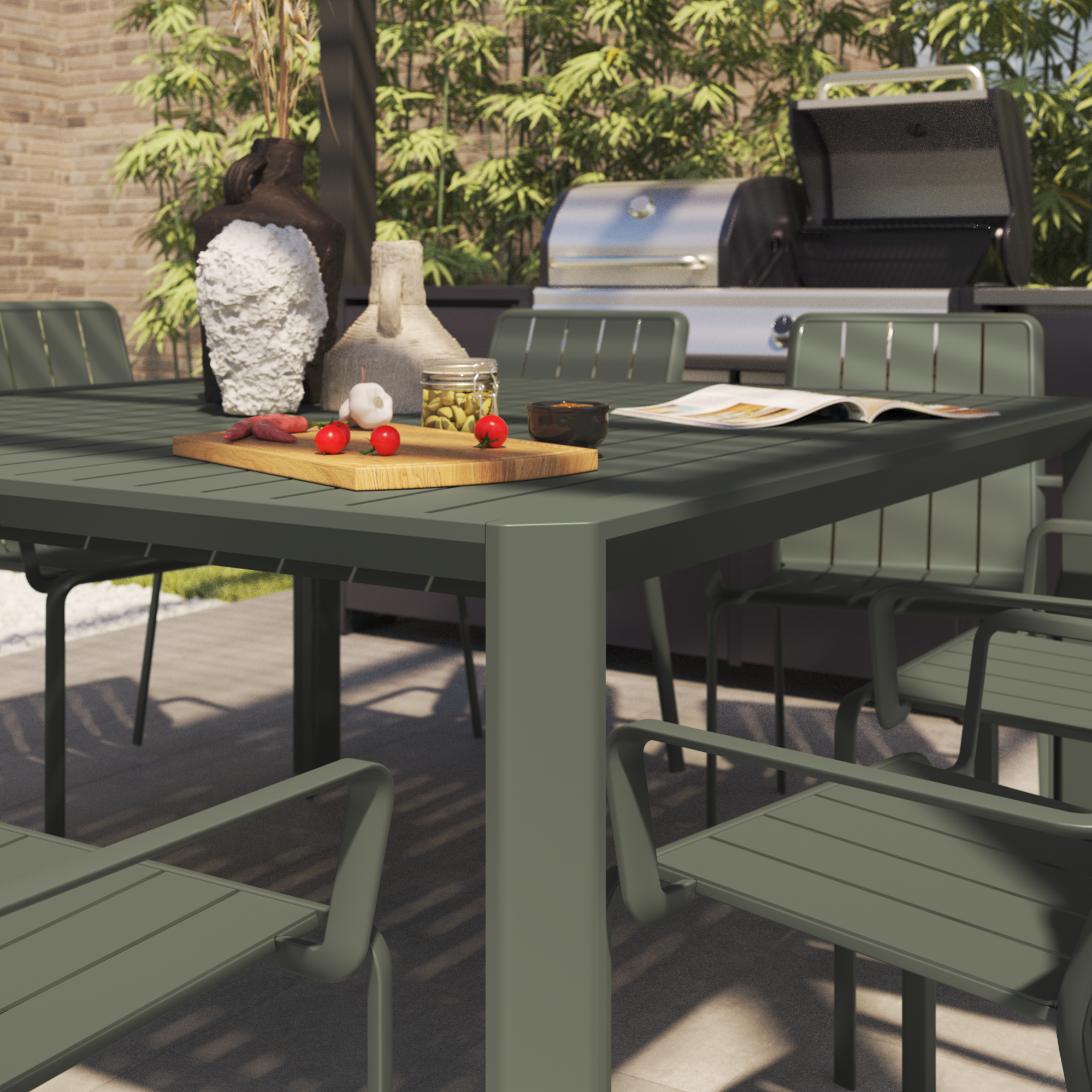 Mesa de jardín extensible idaho de aluminio de 97/149x149x76 cm verde de la marca NATERIAL