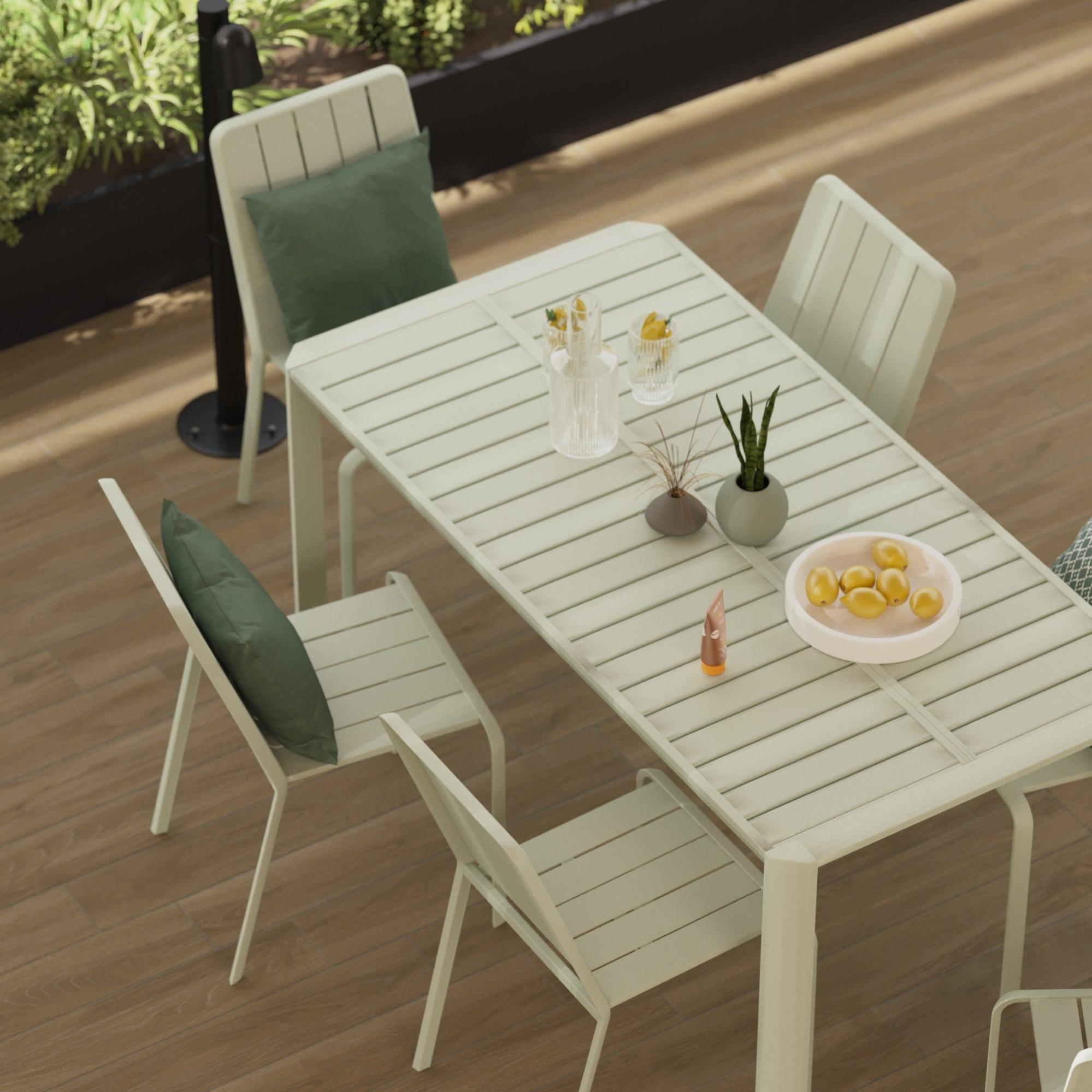 Mesa de jardín extensible naterial idaho de aluminio sage de 110/162x75x82 cm