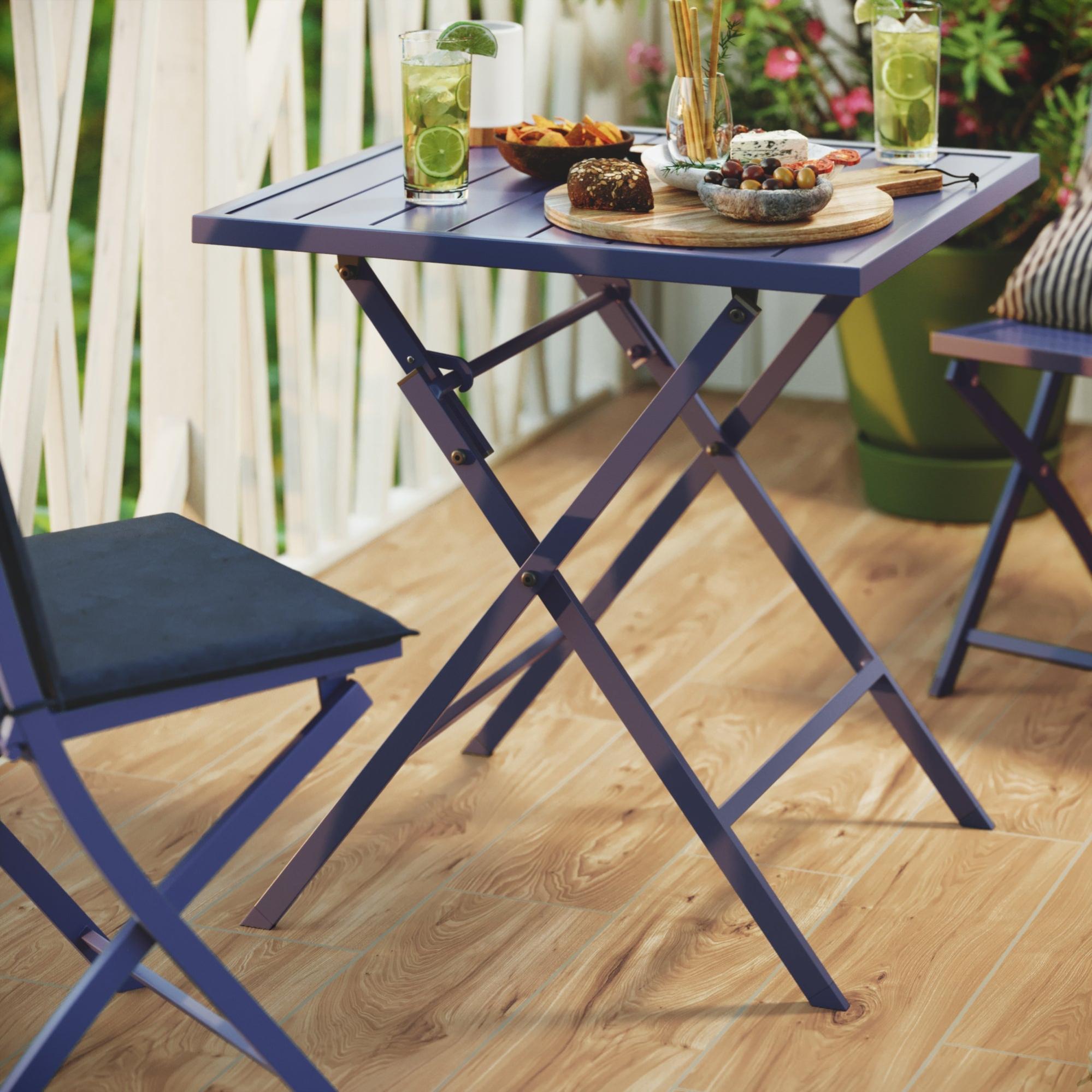 Mesa de jardín de aluminio naterial xara ii origami azul de 71x71 cm de la marca NATERIAL