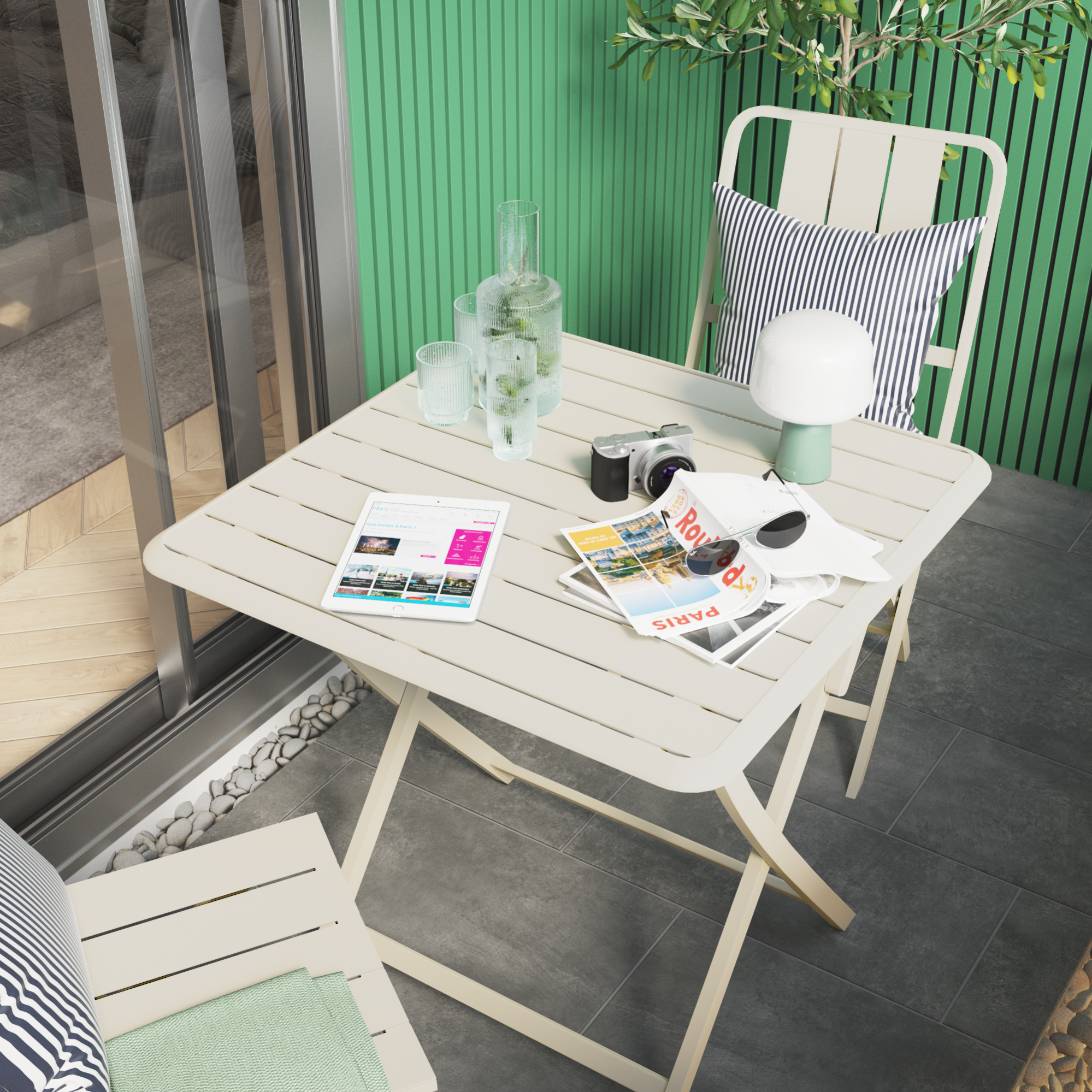 Mesa de jardín plegable naterial idaho de aluminio beige de 75x75 cm de la marca NATERIAL Mesa de jardín plegable naterial idaho de aluminio beige de 75x75 cm de la marca NATERIAL