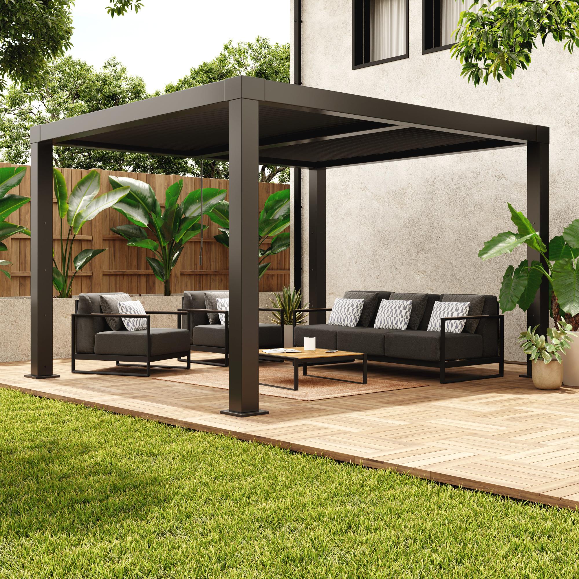 Pérgola de aluminio naterial clima bio gris de 358x313 cm de la marca NATERIAL Pérgola de aluminio naterial clima bio gris de 358x313 cm de la marca NATERIAL