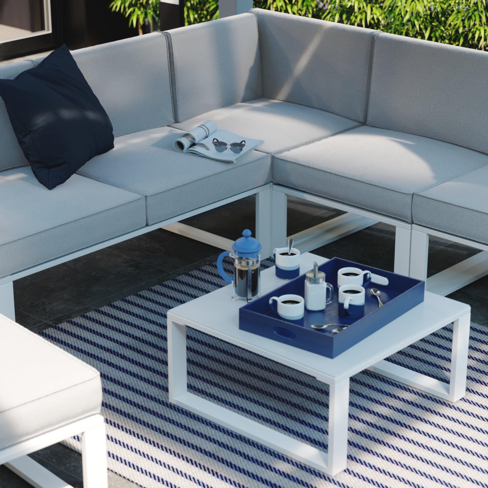 Set de porche esquinero naterial odyssea de aluminio blanco para 6 personas de la marca NATERIAL Set de porche esquinero naterial odyssea de aluminio blanco para 6 personas de la marca NATERIAL