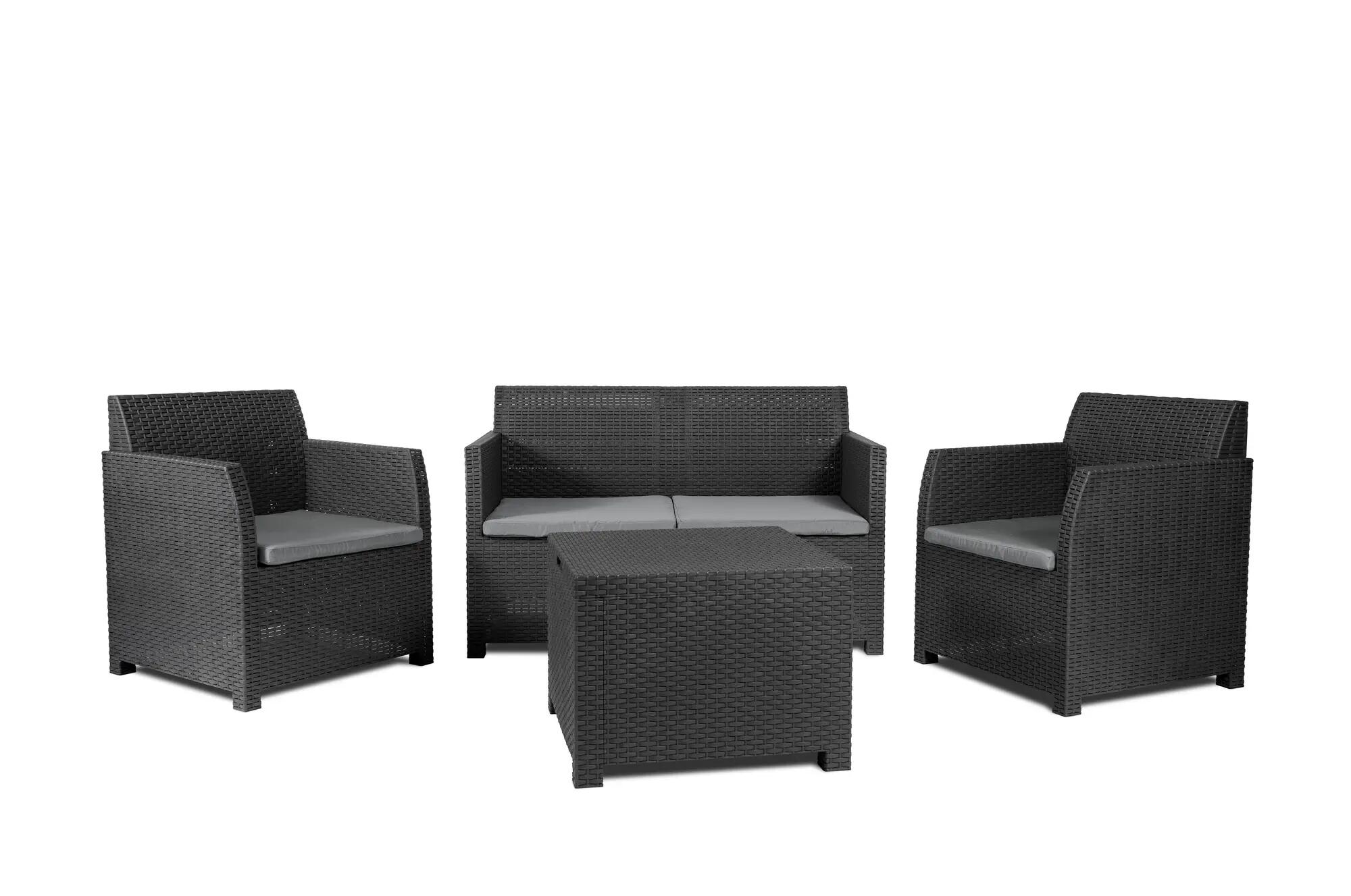 Conjunto de sofás y mesa baja de resina lounge artemide antracita 4 plazas