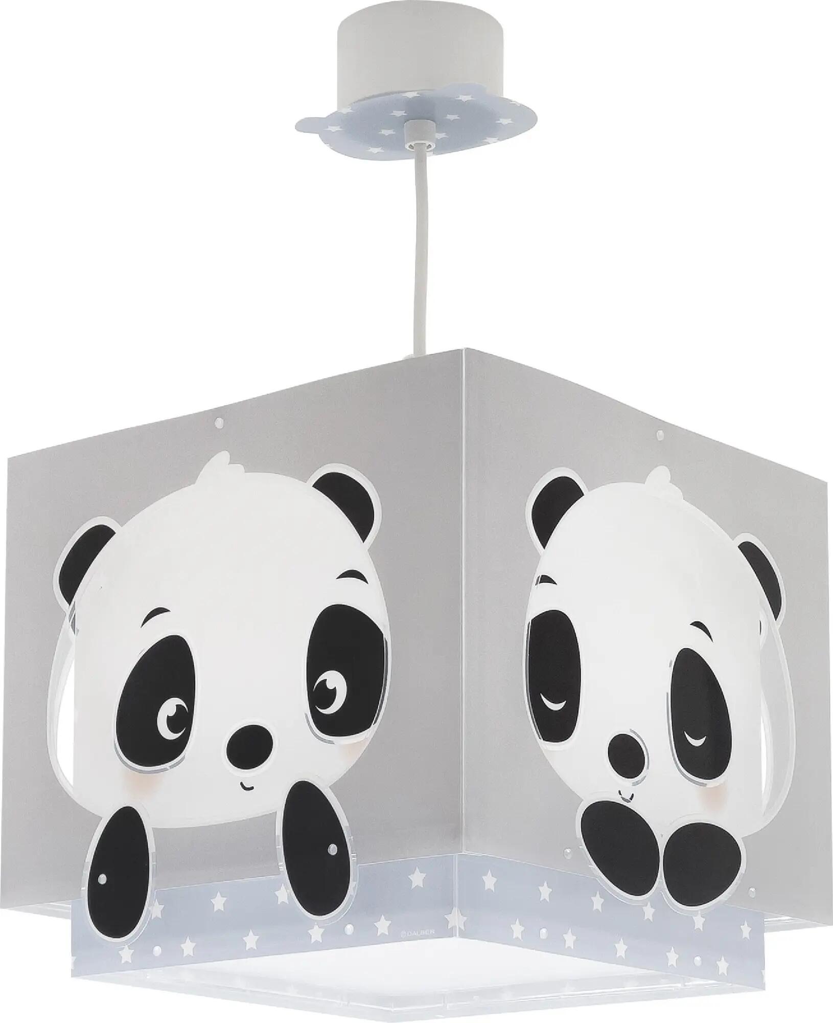 Lámpara de techo panda azul infantil 1 luz e27 d24 cm