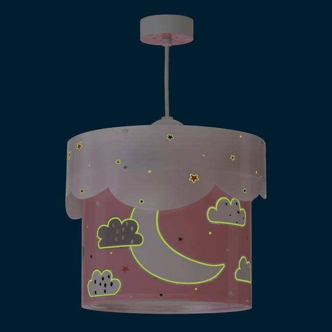 Lámpara infantil de techo Moonlight Luna y Estrellas rosa