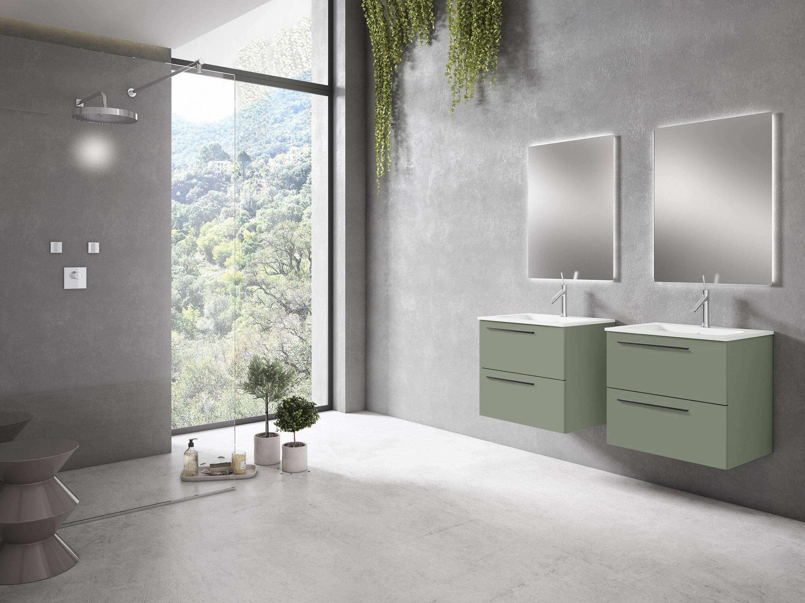 Mueble de baño con lavabo mia verde mate 60x45 cm