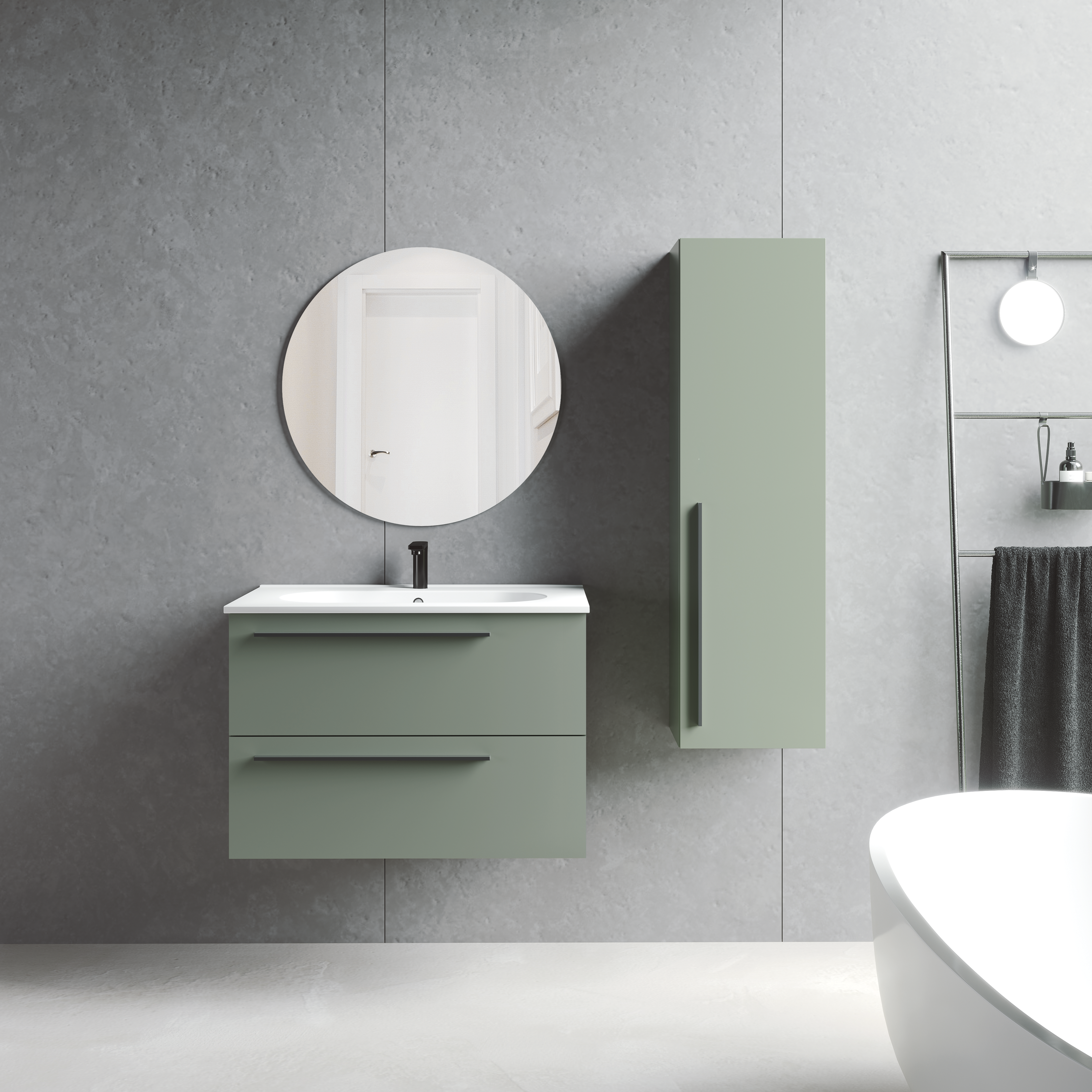 Mueble de baño con lavabo mia verde 80x45 cm