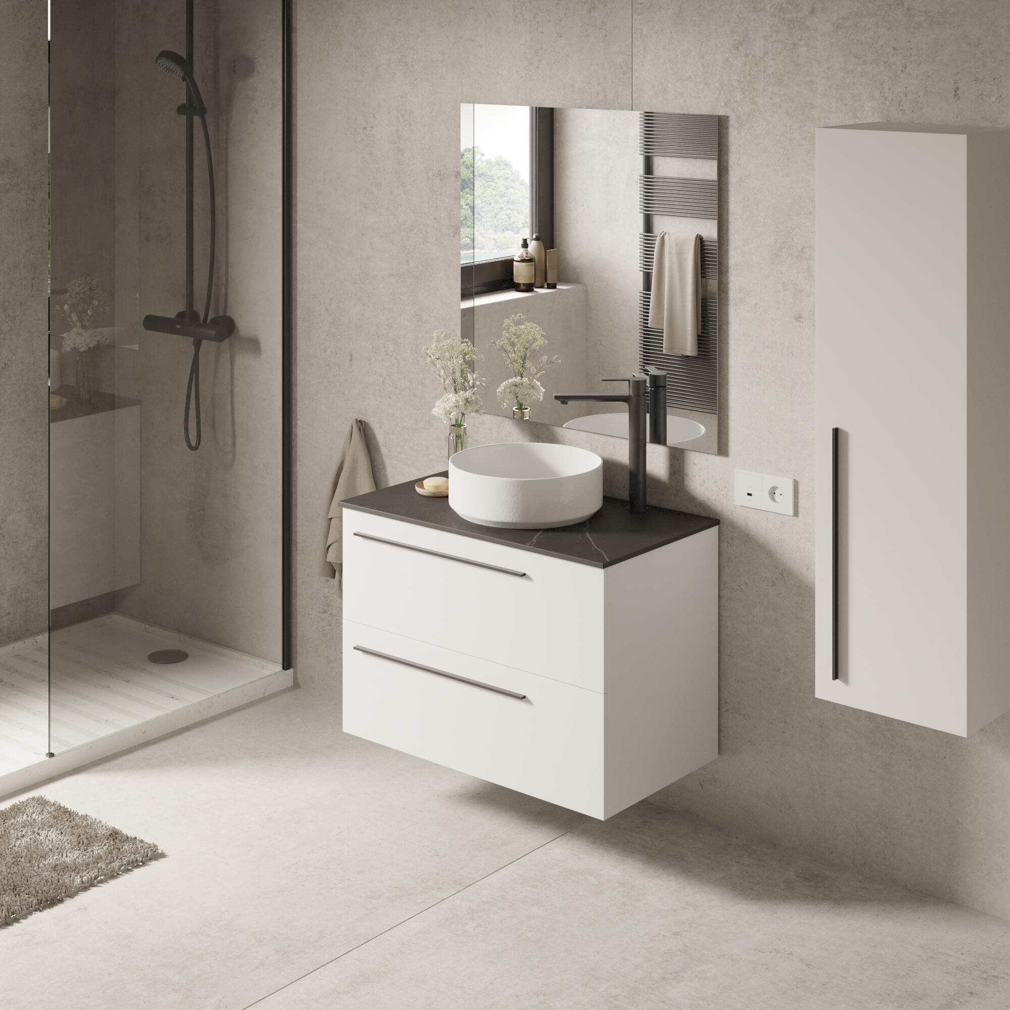 Encimera lavabo dekton gris piedra de 61x1.2x46 cm