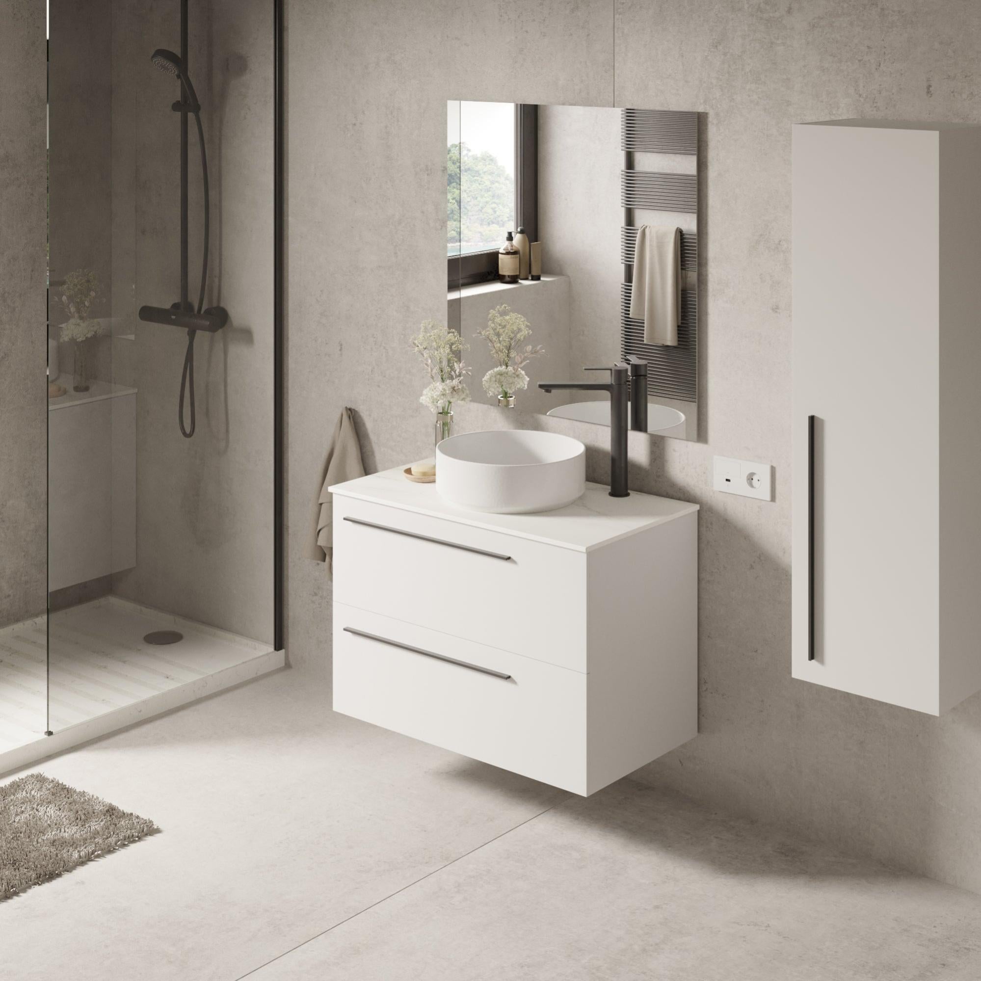 Encimera lavabo dekton blanco roto de 61x1.2x46 cm de la marca Sin marca