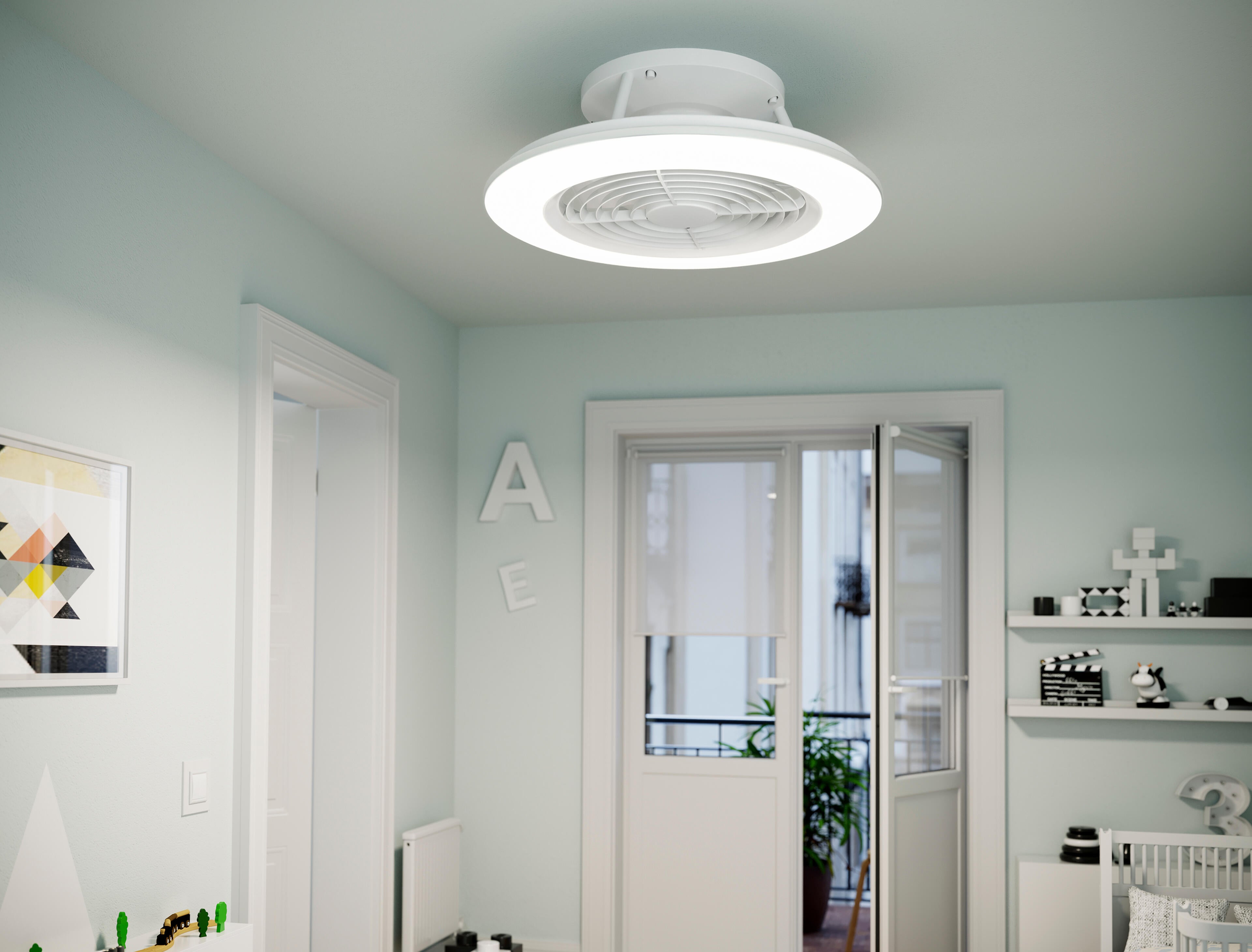 Ventilador de techo con luz motor dc alisio blanco color luz regulable 52.5cm