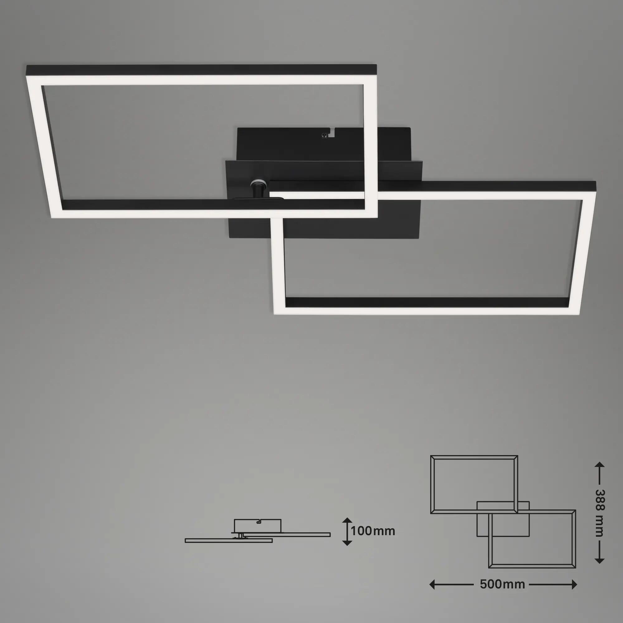 Plafón frame led 30w color luz regulable negro con mando